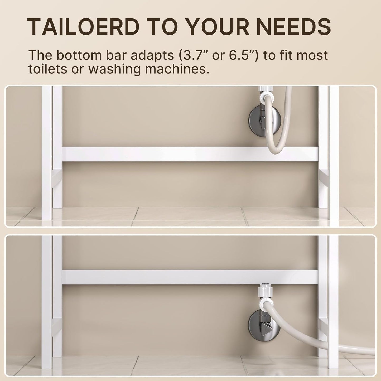 Gizoon 3 Tier Over The Toilet Storage Cabinet, Bamboo Bathroom Over Toilet Storage with Adjustable Shelves,Space-Saving Freestanding Shelves, 10.24"D x 24.8"W x 66.93"H, for Bathroom, Laundry Rooms