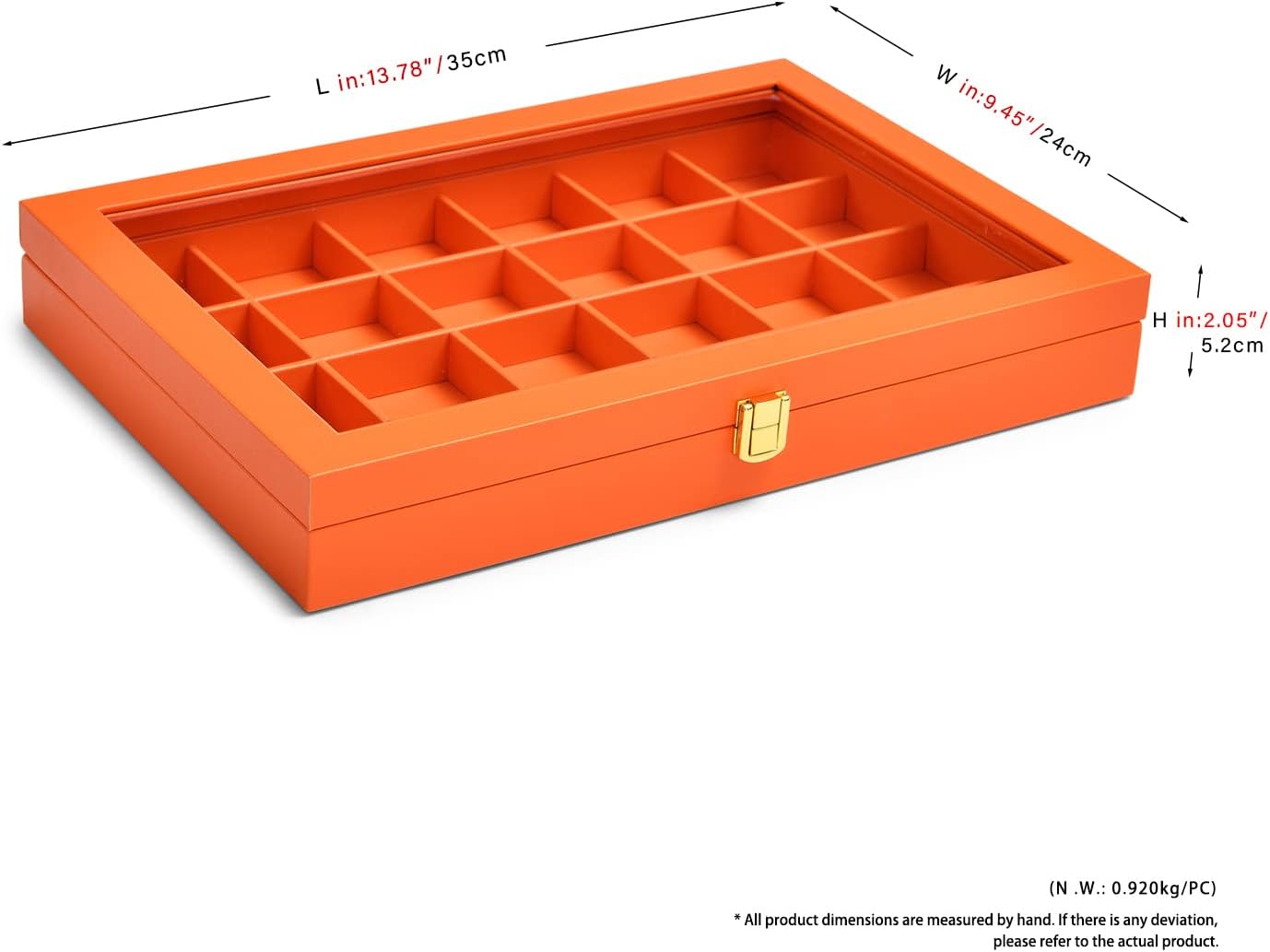 Oirlv 24 Grid Premium Leather Jewelry Organizer Tray with Transparent Lid Jewelry Display Case Drawer Insert Rings Earrings Holder