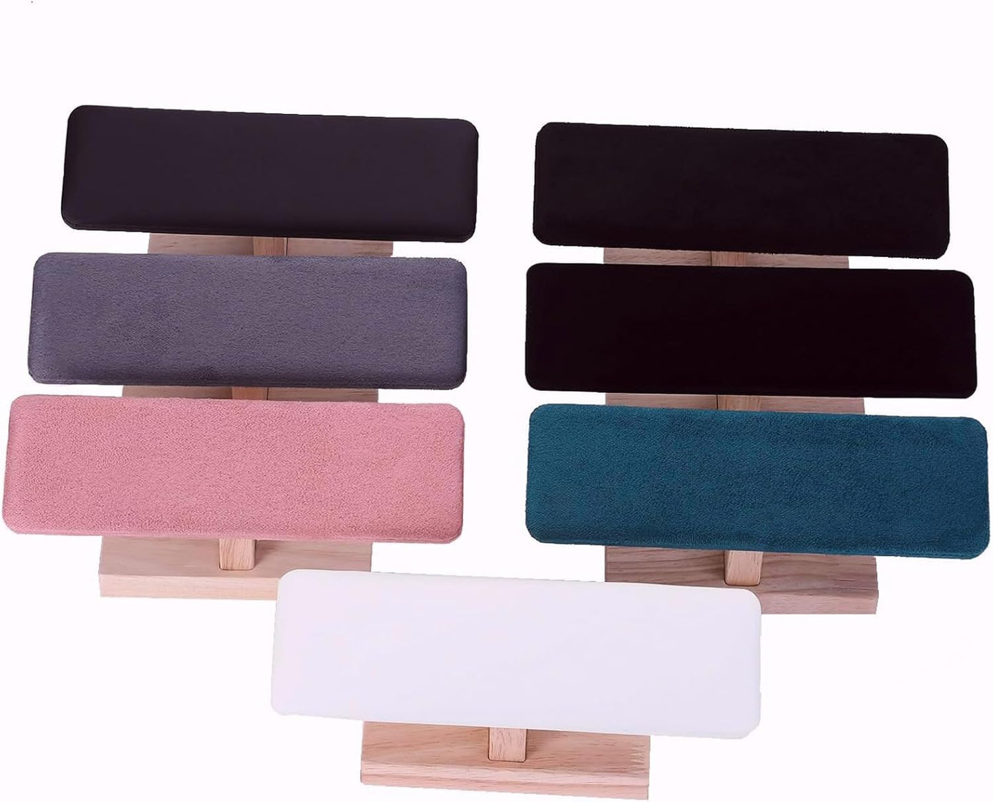 Wooden Watches Display tower Base Watch Necklace Bracelet Organizer Rack Bangle Scrunchie Headband Showcase tower (Dark Grey Suede, Flat single-layer)