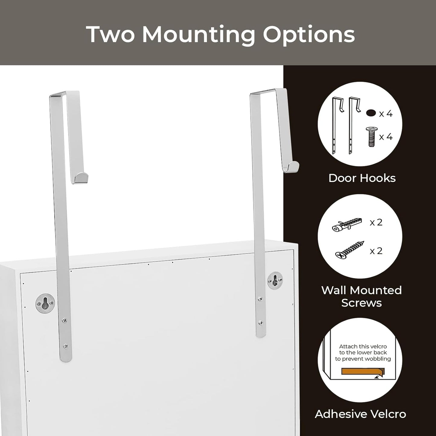 Jewelry Armoire Cabinet with Full Length Mirror,Mirror with Jewelry Storage Wall/Door Mounted, Lockable Jewelry Armoire Organizer,White