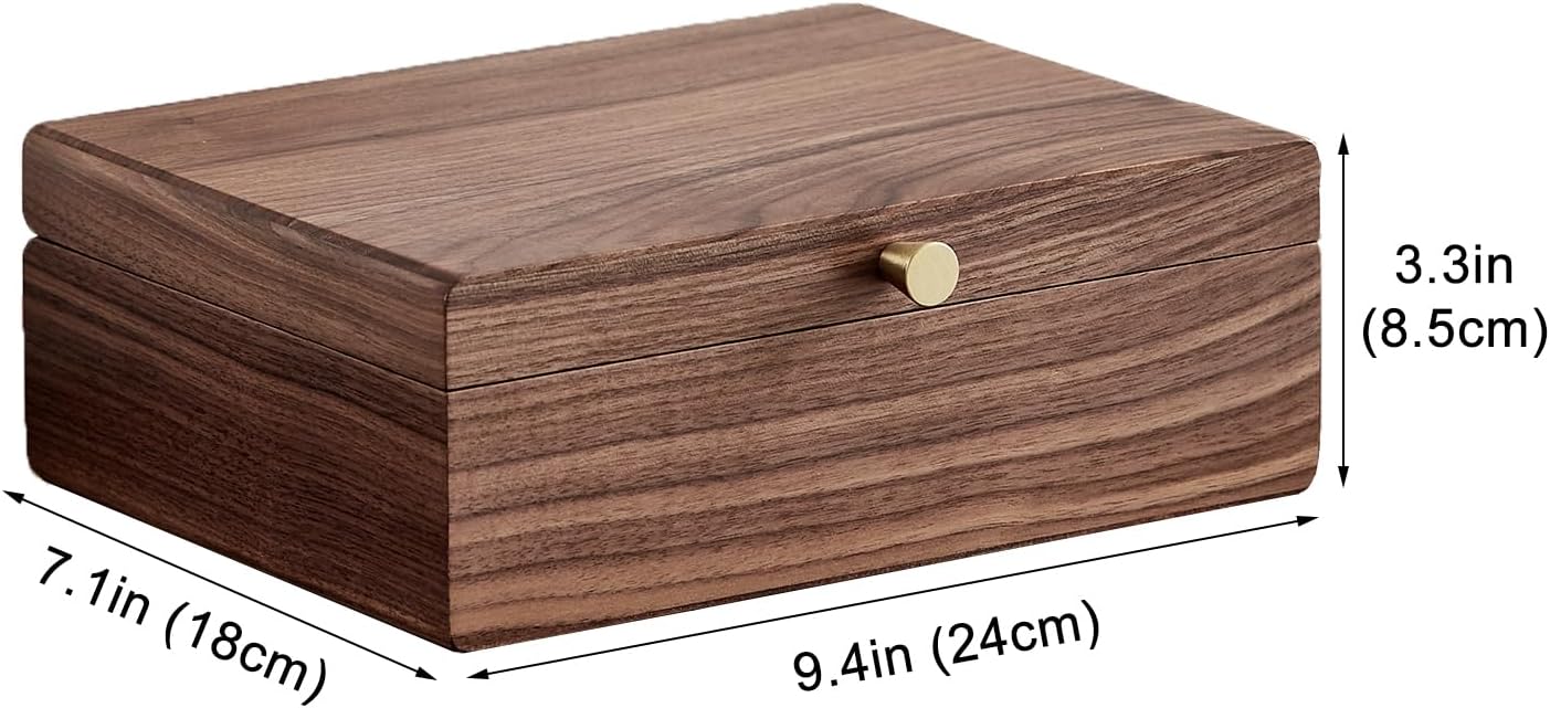 Black Walnut Wooden Jewelry Box for Women 2 Layer Jewelry Organizer with Removable Tray for Watches Rings Earrings Necklace Bracelets Birthday Christmas Gifts