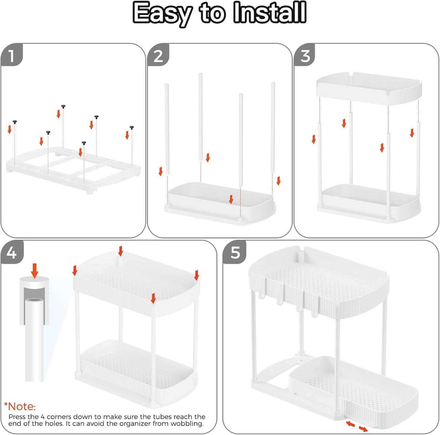 Multi-Purpose Pull-Out Storage Organizers, Under Sink & Cabinet Storage, 12.8 Inch, White (白色)