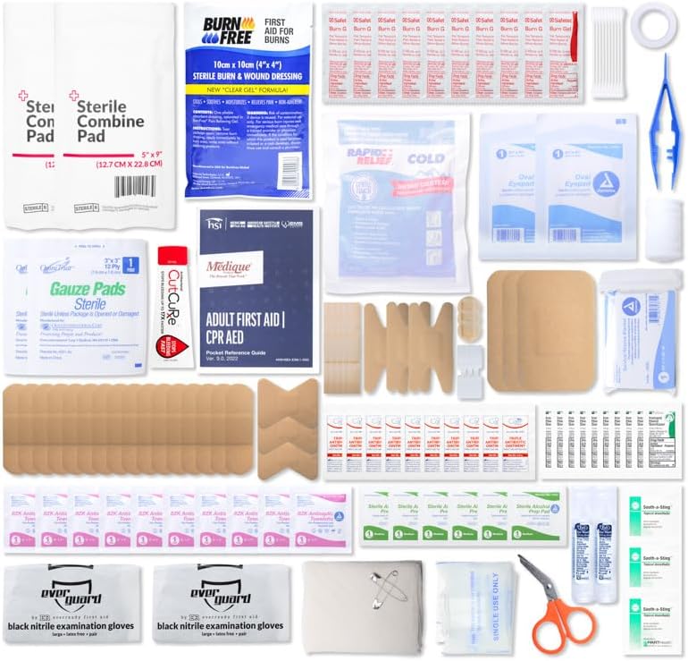 MFASCO Vehicle First Aid Kit - DOT/ANSI/OSHA Compliant - Metal - Portable & Mountable - Waterproof - First Aid Kits for Businesses, Construction, Commercial Vehicles, Workplaces - 115 Pcs