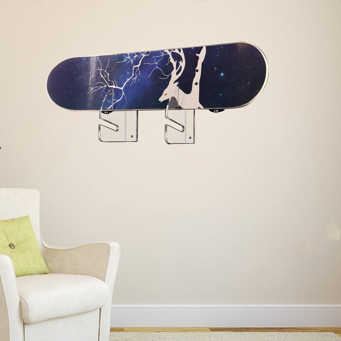 Skateboard Rack Wall Mount Double Layer Skateboard Display Rack Wall Mount Skateboard Shelf Skateboard Storage Rack Skateboard Deck Display Rack Skateboard Holder Wall (Transparent 1 pair)