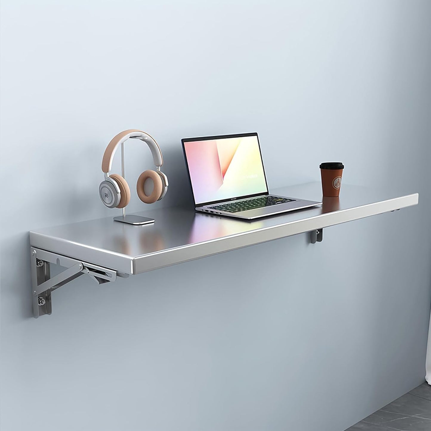 Wall Mounted Folding Table,304 Stainless Steel Wall Folding Desk,Floating Table for Wall,Laundry Room Folding Table,Home Bars and Dining Establishments(100x40cm /39.4"x15.7")