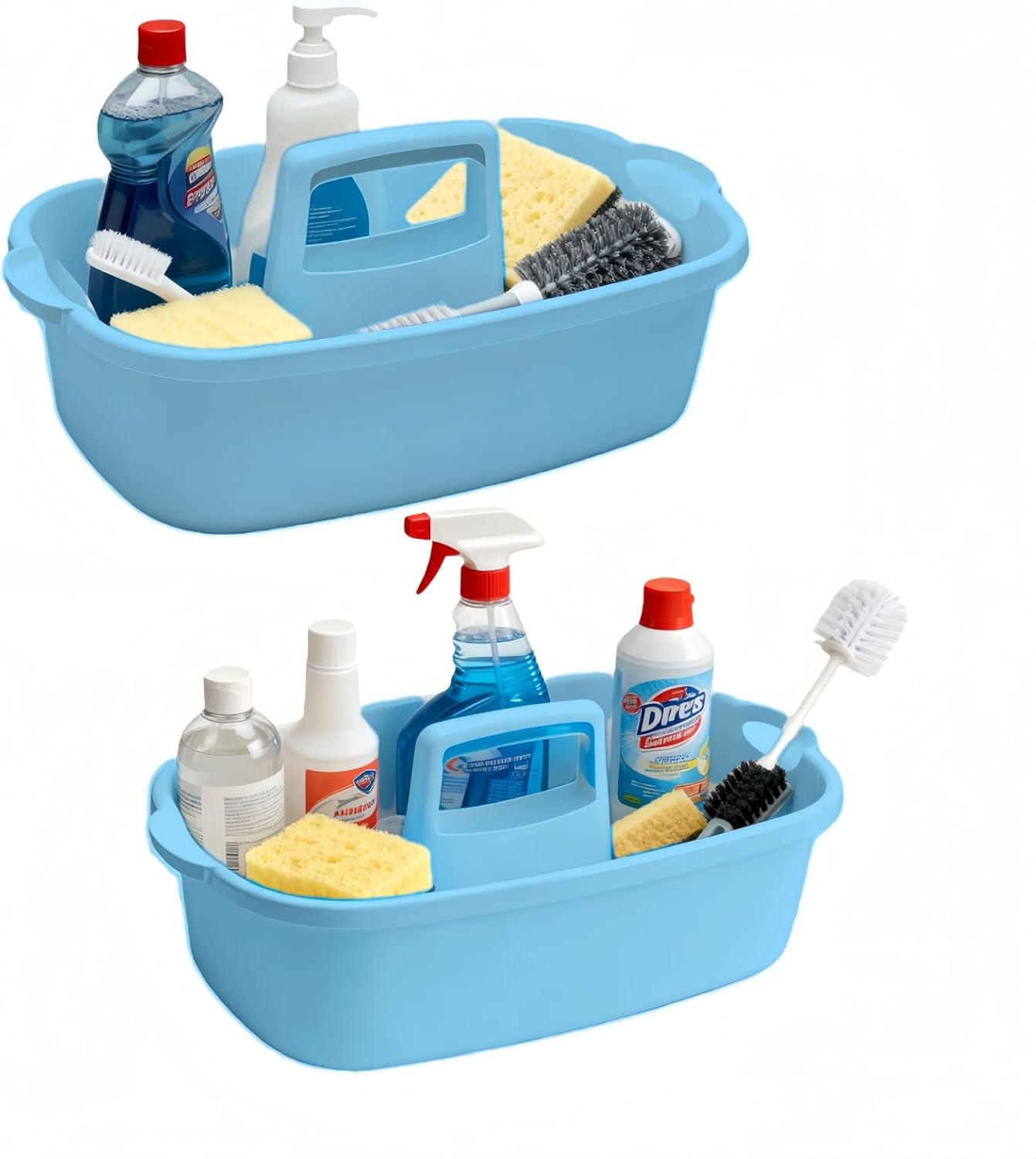 Large Cleaning Caddy Portable Shower Basket Supply Organizer with Handle,Plastic Bucket Tool Storage,for Bathroom,Bedroom,Kitchen,Under Sink Storage (blue)