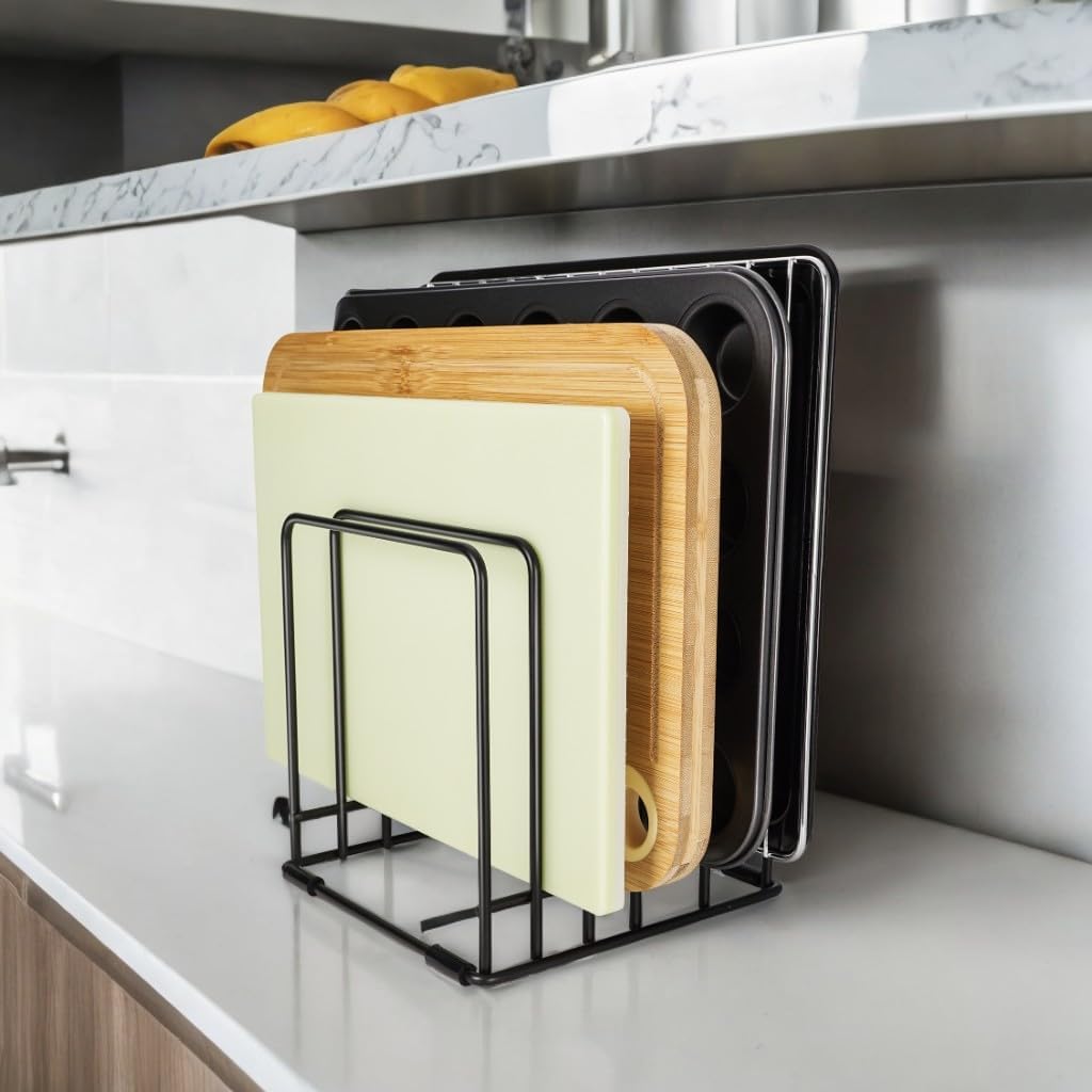 Kitchen Cabinet Cutting Board Organizer, Cookie Sheet Storage Rack,Cabinet Dividers Holder with 5 Slots for Baking Pan Tray Organizer (1 PC)