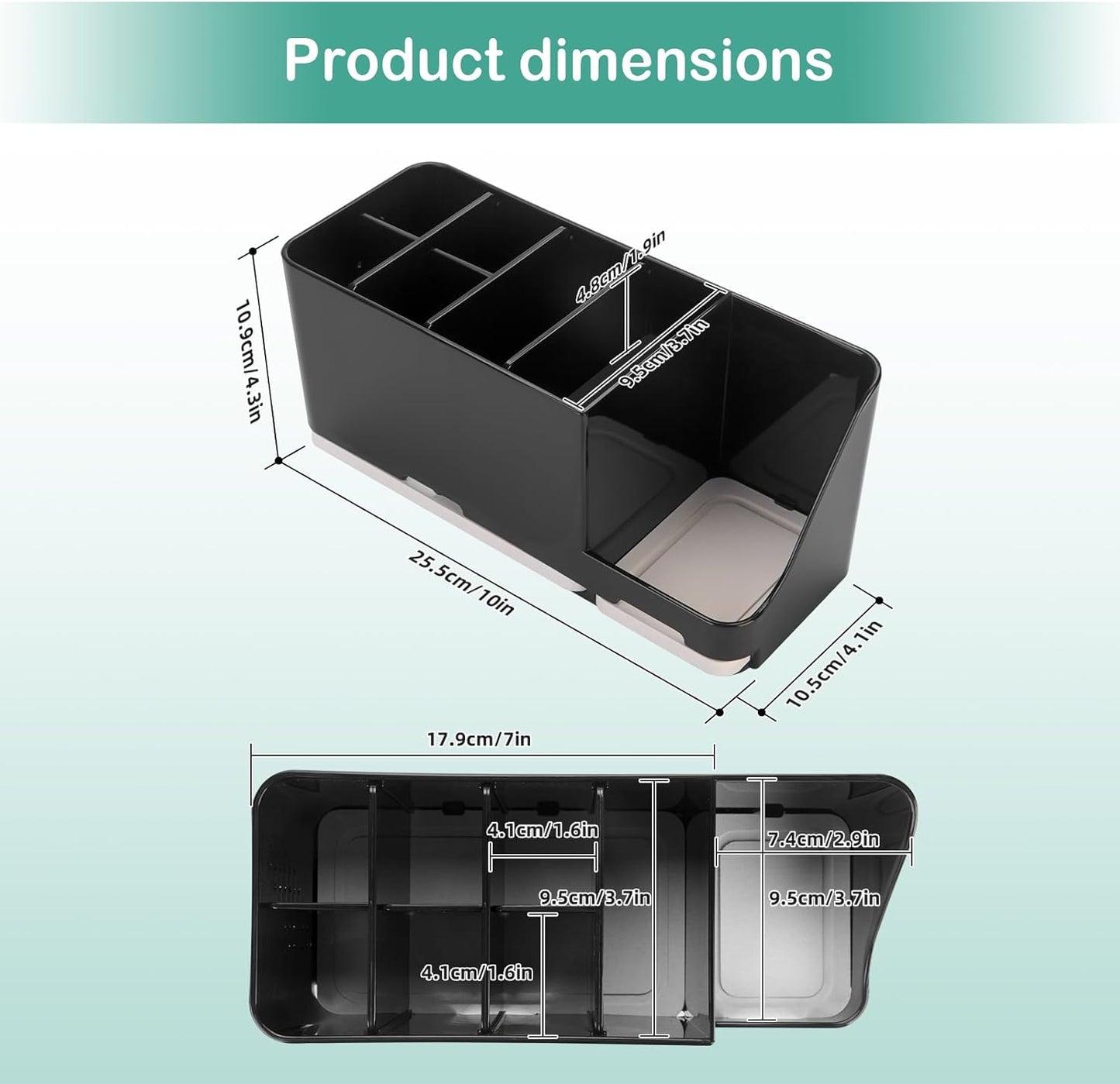 Toothbrush Holder for Bathroom Organizer with Diatom mud Board,Detachable 8 Slots Kids Electric Toothbrush Holder and Toothpaste Stand for Countertop Accessories Storage (Black)