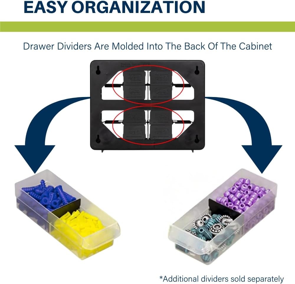 Akro-Mils 16-Drawer Plastic Cabinet for Garage Organization, Beads, Makeup Organizer, Building Bricks Storage, Teacher Toolbox, 10-1/2" W x 6-1/2" D x 8-1/2" H, 10716 Black (Pack of 4)
