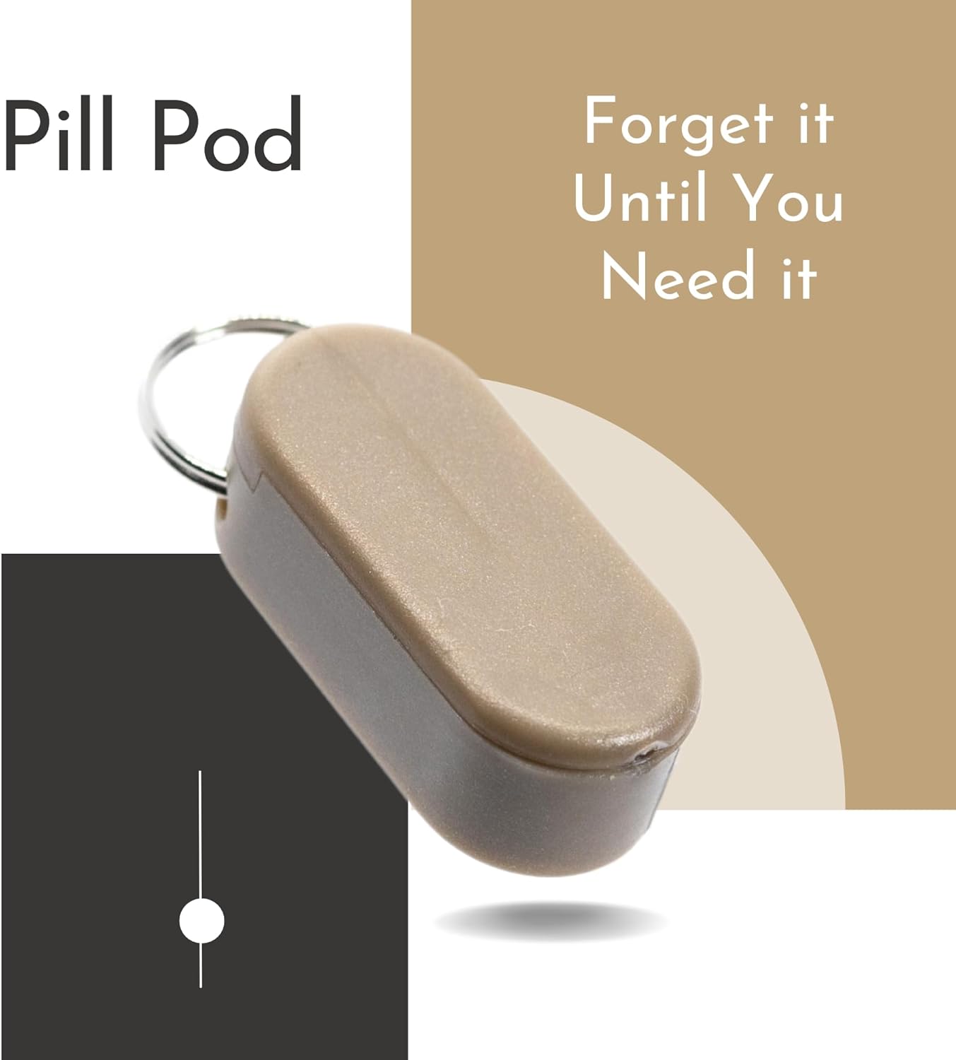 Magnetic Keychain Pill Holder - Compact, Durable, Lightweight with Sleek Minimalist Design - Secure, Discrete, Portable Pill Holder Keychain for Everyday Use (Sandstorm)