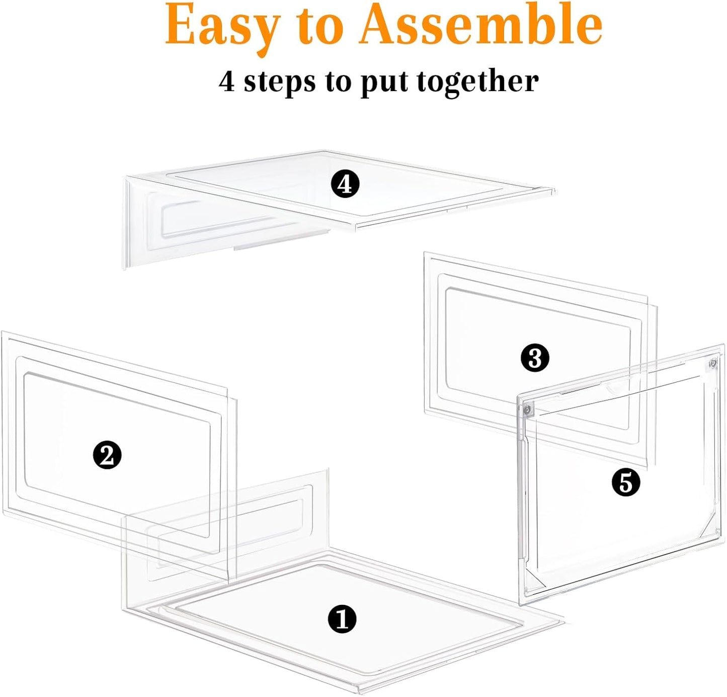 8 Pack Shoes Box Sneaker Display Case Size 13 Plastic Shoe Organizer for Closet Space-Saving Foldable Shoe Rack Sneaker Container Bin Holder