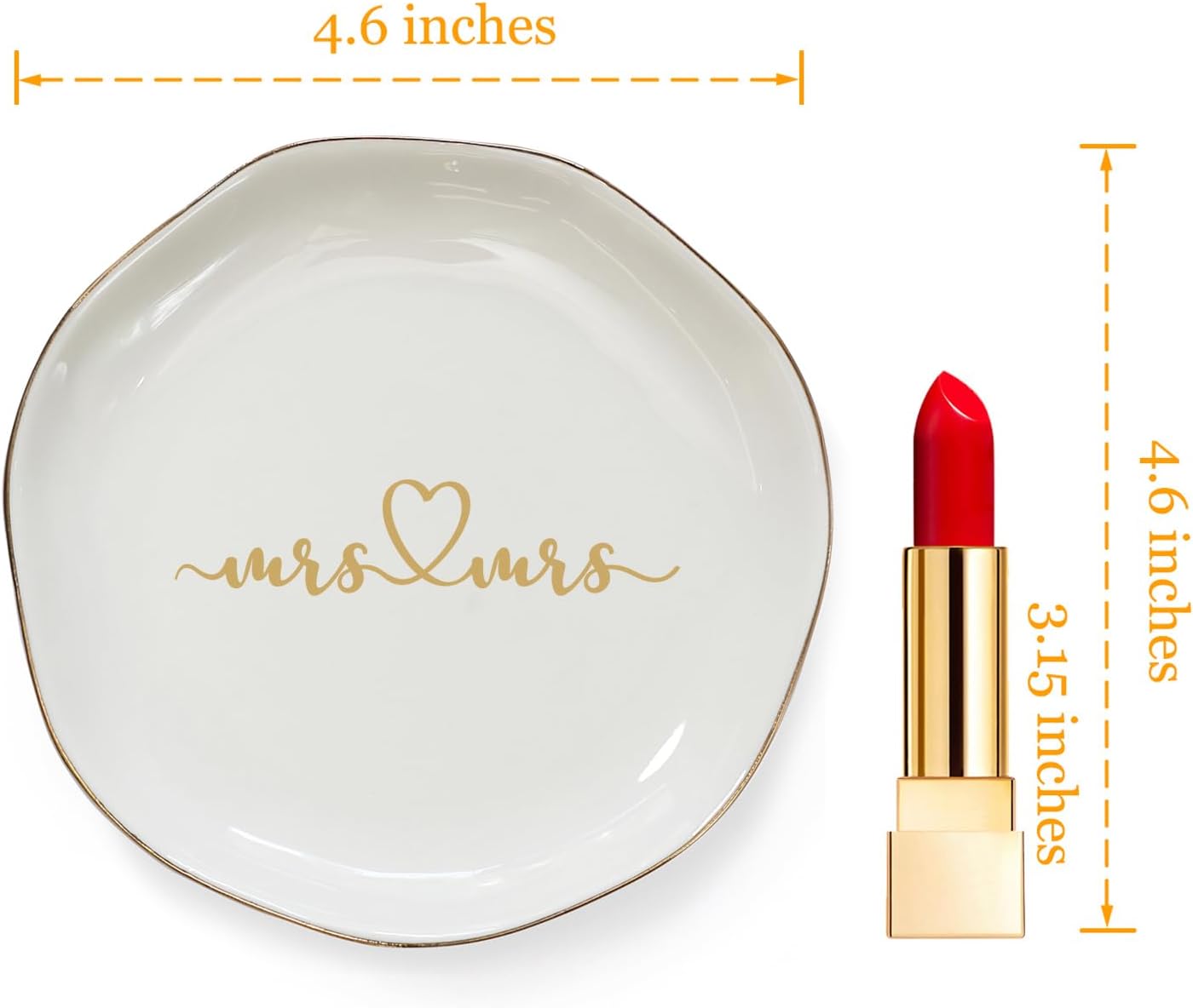 HOME SMILE Mrs and Mrs Gifts,Wedding Gifts for Couples,Ring Dish,Ceramic White