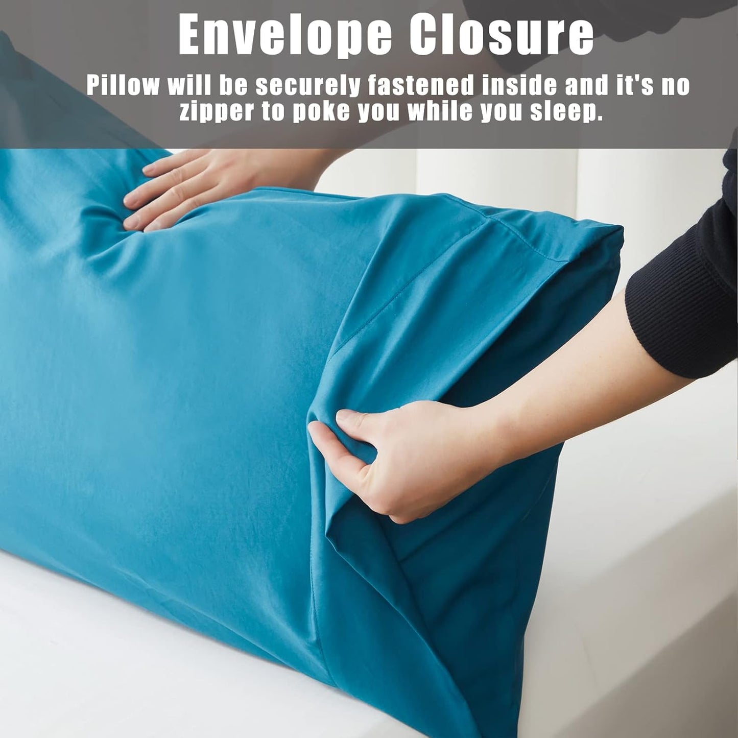 Pillow Cases Standard Size 2 Pack, Bamboo Rayon Cooling Pillowcases with Envelope Closure, Cool Breathable Pillow Case for Hot Sleepers & Night Sweats, 20x26 inches, Blue