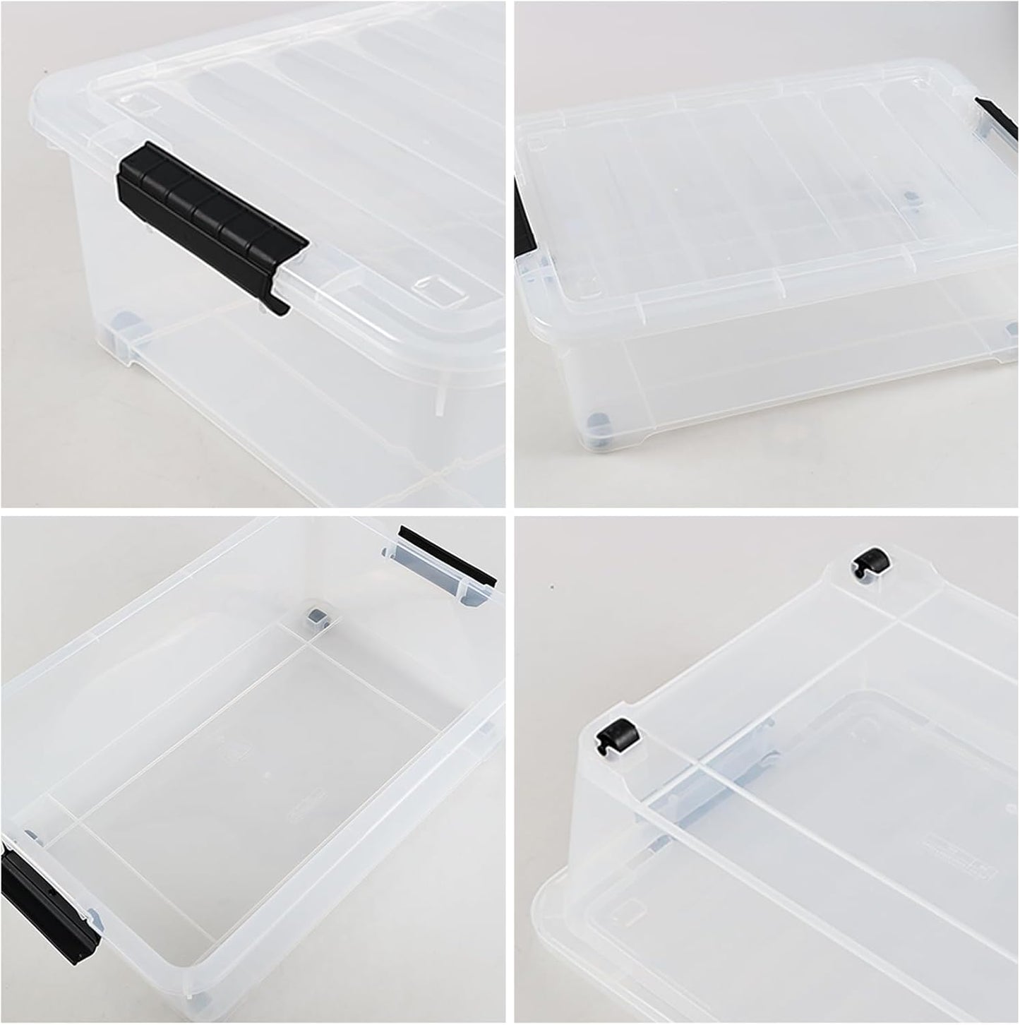 Gloreen 20 Quart Lidded Storage Bins with Wheels, Clear Plastic Under Bed Storage Boxes, 3 Pack