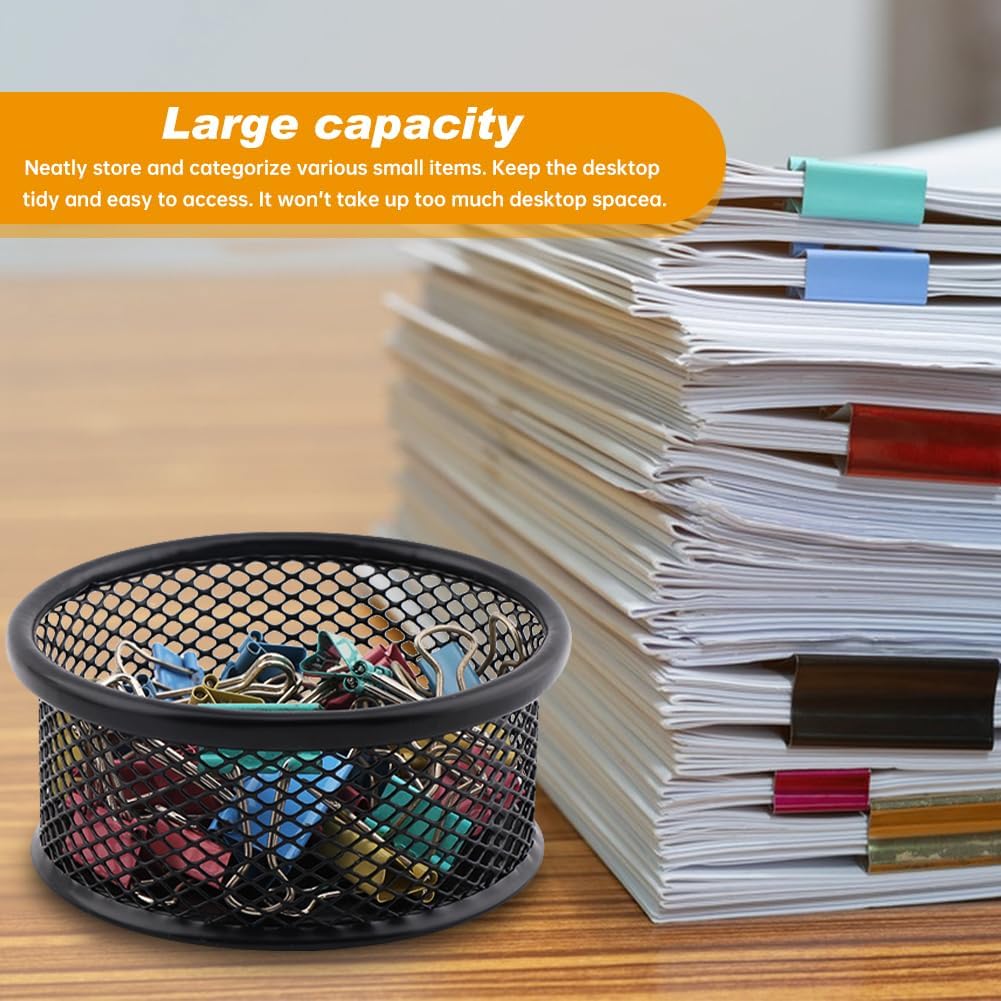 Paper Clip Holder With 50PCS Colored paper clips, 2/4PCS Stackable PaperClip Organizer for Desk,Metal Mesh PaperClip Holders with Non-Slip EVA Pad,for Office Binder Box(4pcs)