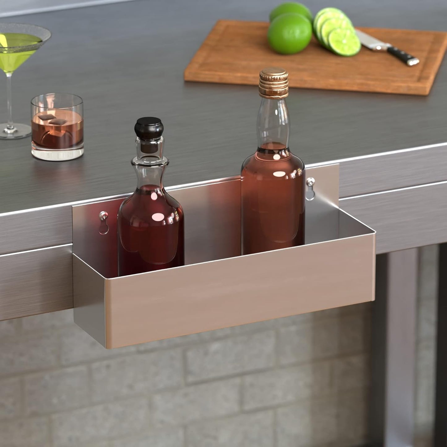 Stainless Steel Single Tier Speed Rail, Liquor Rack, Speed Rack, Bottle Holder - 15 Inch