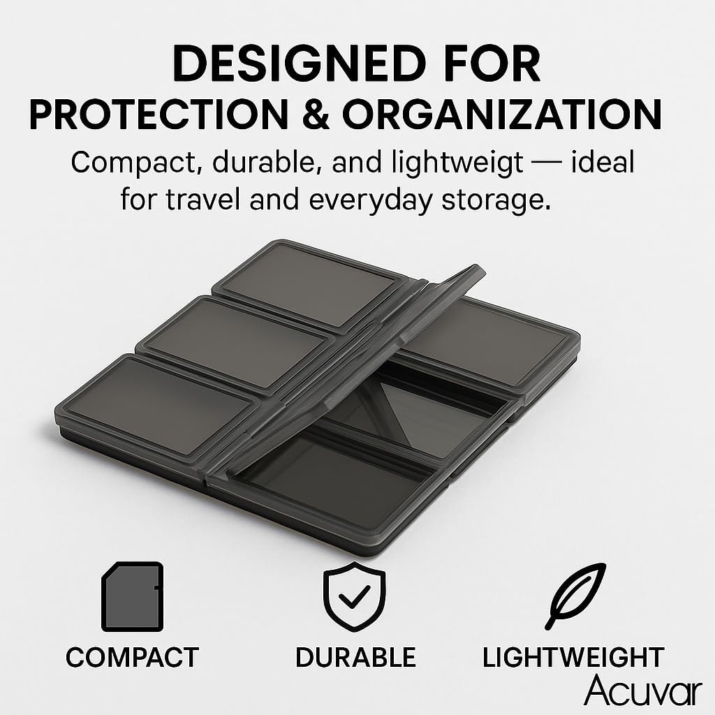 Acuvar 48 Slot SD/SDHC Memory Card Hard Plastic Case – Durable ABS Portable SD Card Storage Box Organizer, Protective Hard Shell SD Card Carrying Case for Photographers, Anti-Shock & Waterproof