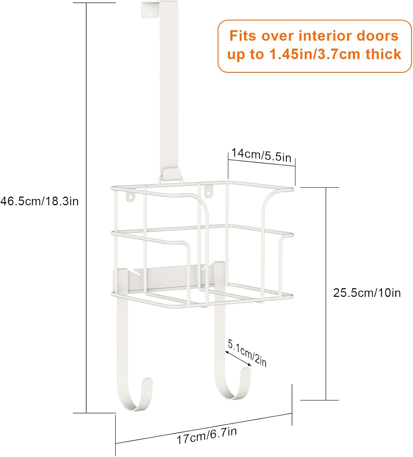 ORLESS Over The Door/Wall Mount Ironing Board Hanger, Laundry Room Iron and Ironing Board Caddy Storage Holder (White)
