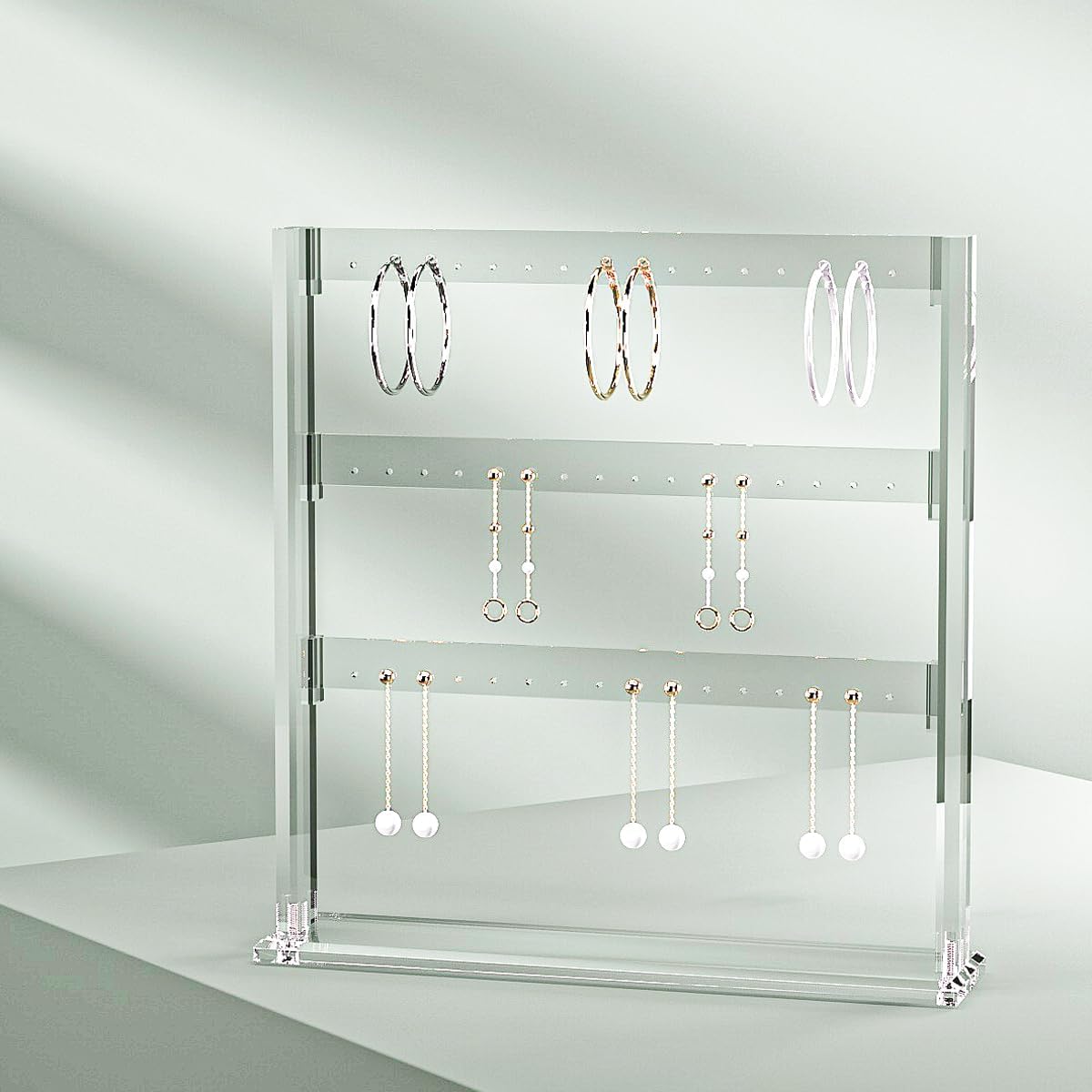 Coward Acrylic Earring Holder Stand, Tabletop Earring Jewelry Easel Display, Earring Jewelry Holder Organizer for Home Use or Store Selling Show (3layer)