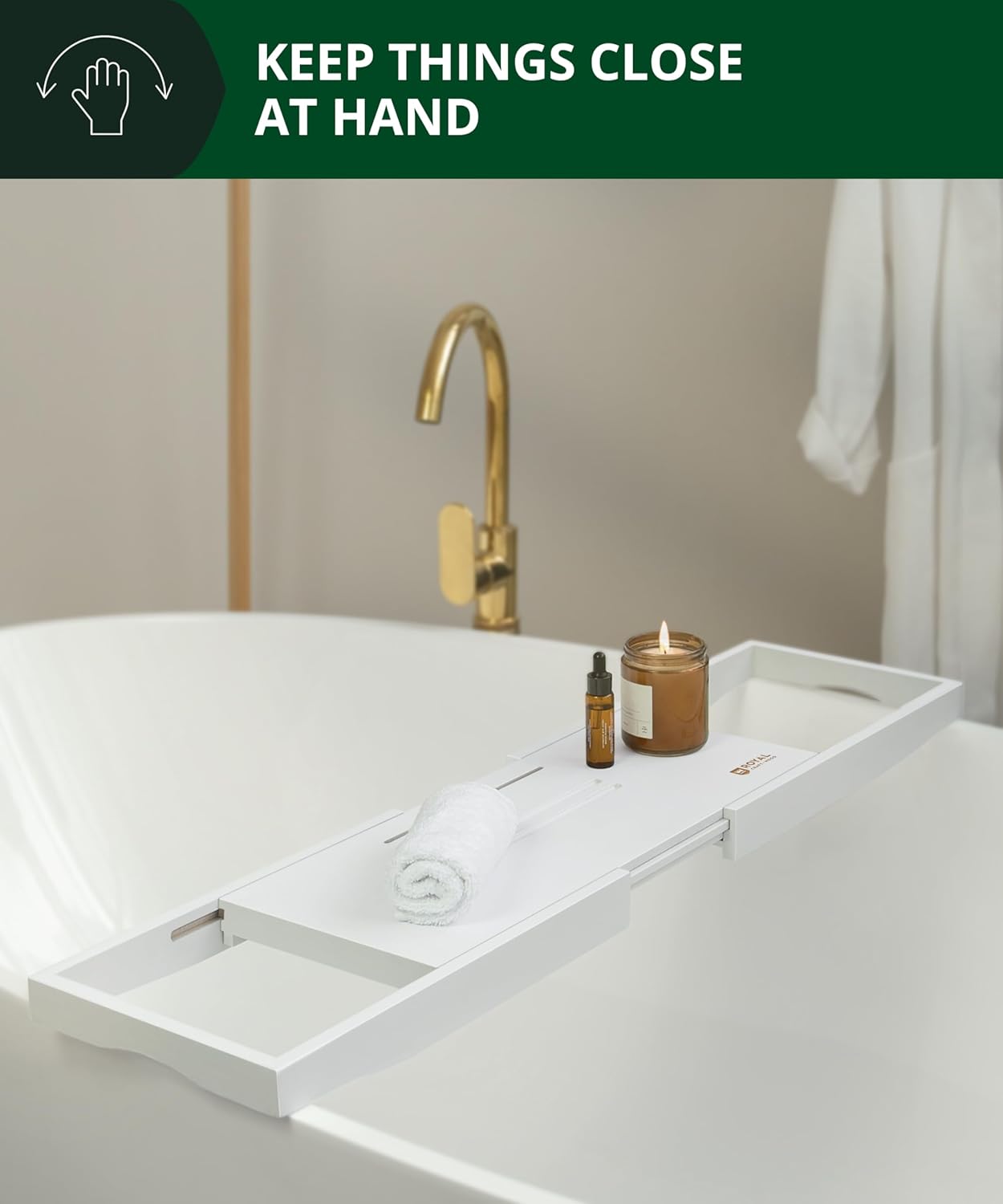 ROYAL CRAFT WOOD Premium Bathtub Tray - Expandable Bath Tray for Tub - Luxury Bathtub & Bathroom Accessories