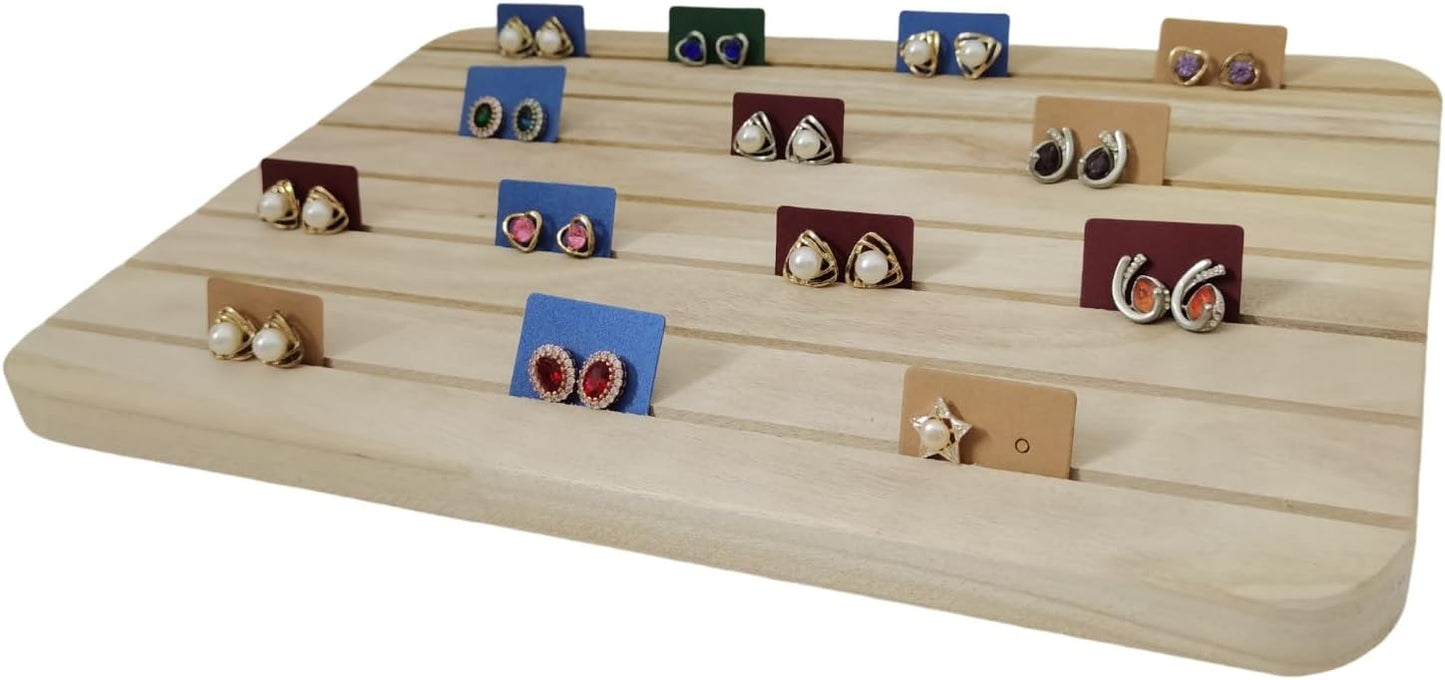 Natural Wood Business Card Holder Wooden Earring Display Stands Jewelry Retail Display for Selling Earring Showing Ring organizer (7 Slots Earring Board)