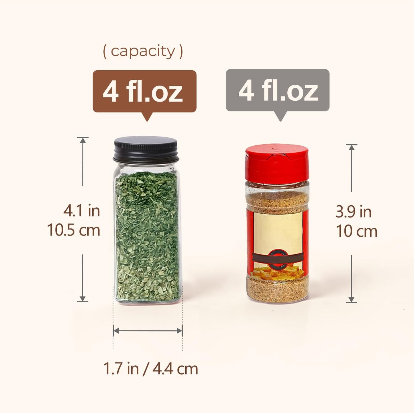 ComSaf Glass Spice Jars with Label, 24Pcs 4oz, 93 Labels, a Metal Funnel, Extra Shaker Lids, Empty Spice Containers and Square Spice Bottles for Kitchen and Seasoning