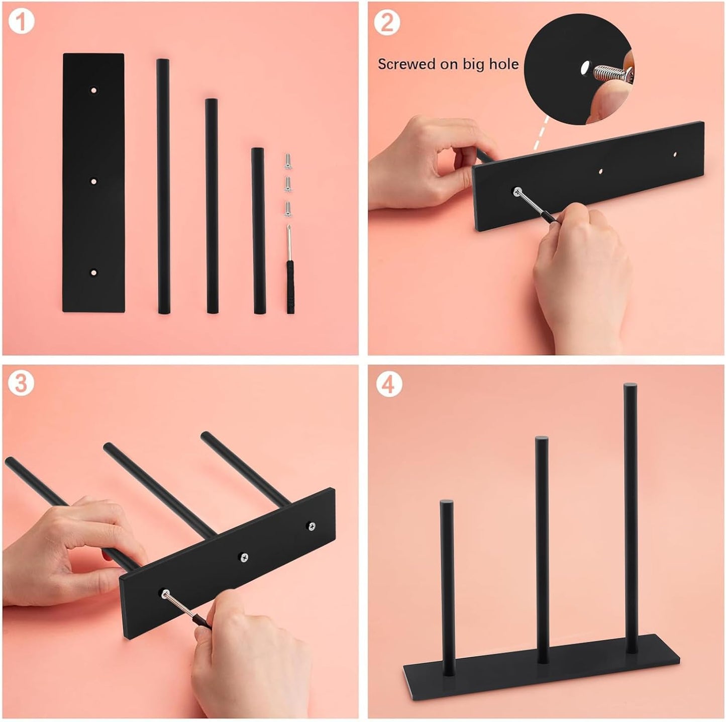 SMUK 3-Tiers Acrylic Scrunchie Holder Organizer, Black Hair Tie Holder Stand for Women Teen Girls Scrunchie Storage Scrunchy Hair Accessories Organizer
