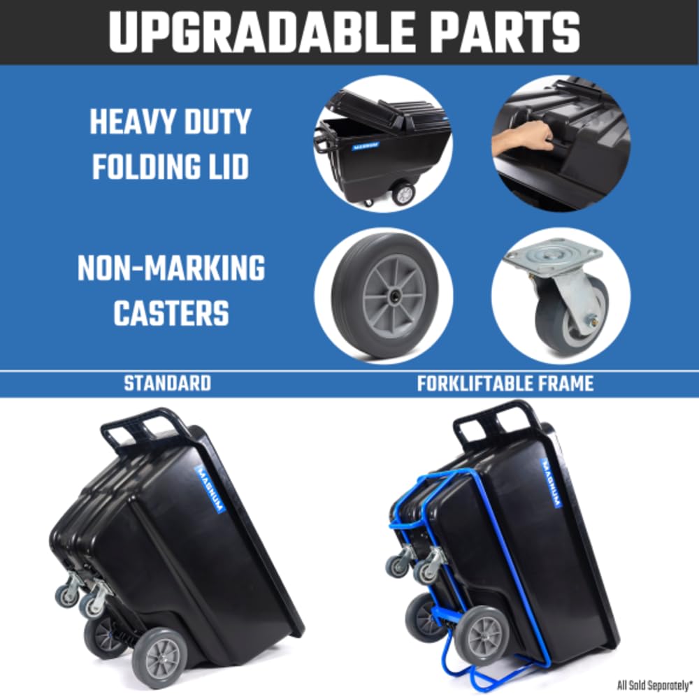 Tilt Truck, 1/2 Cu. Yd. Capacity Dump Cart with Heavy Duty 12” Wheels & 5” Casters for Handling, Transporting on Construction Jobsites, 750 lbs, Trash Cart with Wheels DUC12A-03PK (3-Pack)