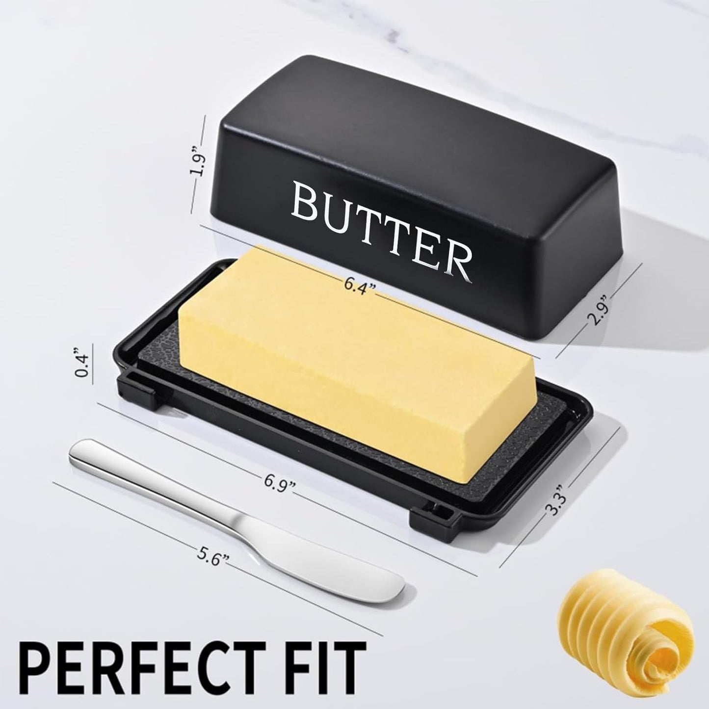 1 Pcs Butter Dish With Lid For Countertop, Kyraton Butter Crock With Stainless Steel Multipurpose Butter Knife, Dishwasher Safe Butter Container, Kitchen Gift For Wife, Mother