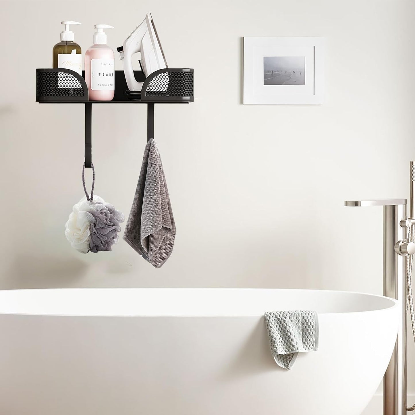 Ironing Board Holder Wall Mount,Laundry Room Organization and Storage,Adjustable T&V Shaped Space Saving Ironing Board Hanger,Laundry Room Decor and Accessories,Black