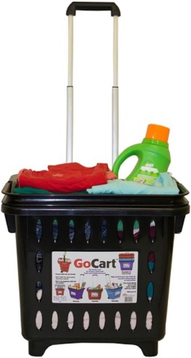 dbest products GoCart, Black Grocery Cart Shopping Laundry Basket on Wheels
