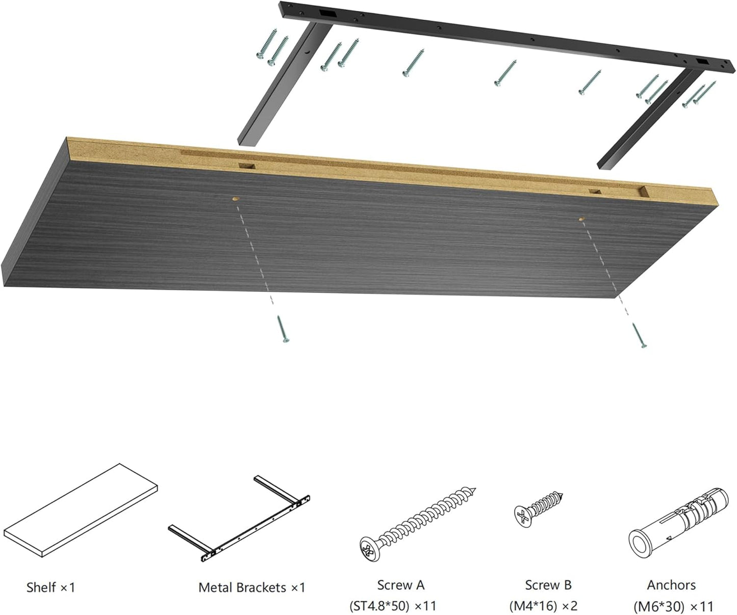 Wall Shelf Set of 3,Dark Wood Floating Shelves 24 in W x 10 in D x 1 in H, Wooden Floating Wall Shelf with Invisible Brackets for Living Room/Bedroom/Bathroom/Kitchen Storage and Decor