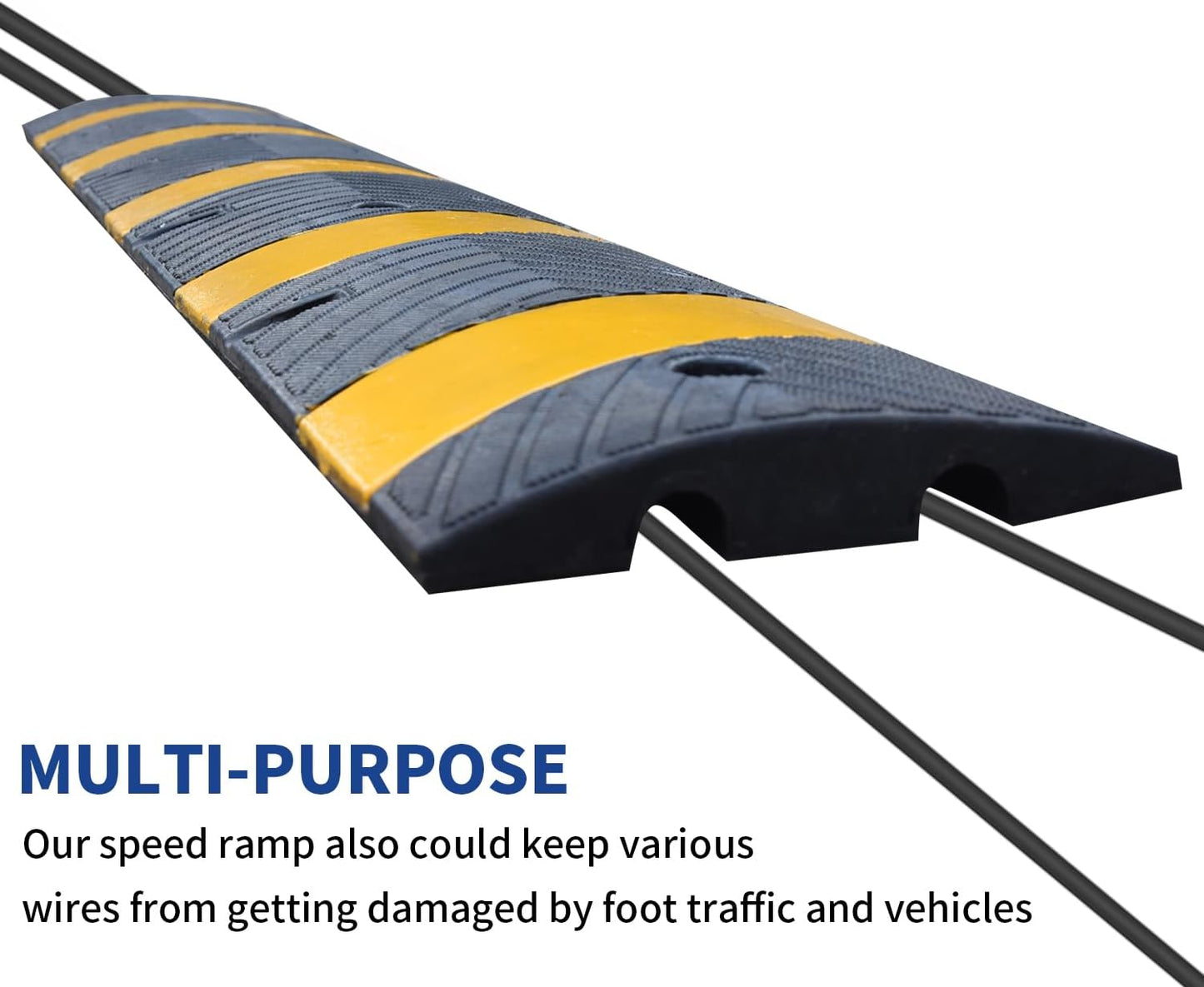 BESEA 6FEET Heavy Duty Rubber Speed Bump, 72" x 12" x 2" Heavy Duty Speed Bump Cable Protector Ramp for Driveway, Road Parking, Garage, Parking Lot, Warehouse