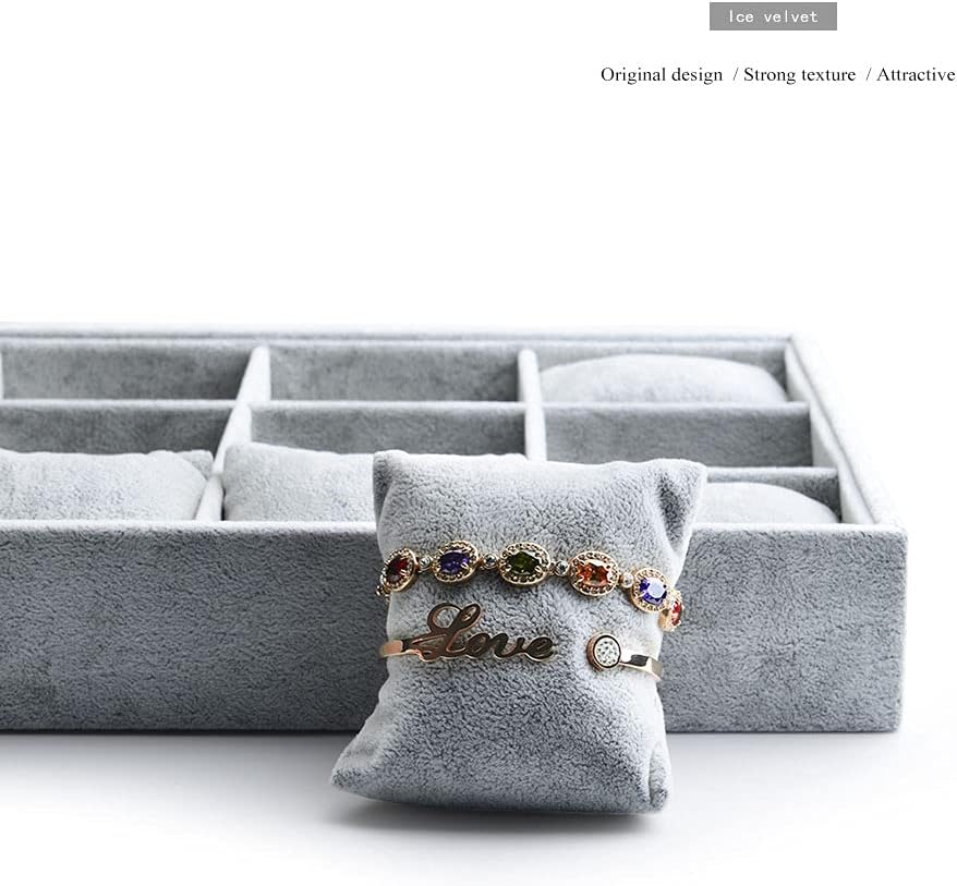 Oirlv Premium Velvet 12 Grid Jewelry Organizer Tray with Removable Pillow Watch Organizer Jewelry Tray Bracelet Bangle Watch Display Holder