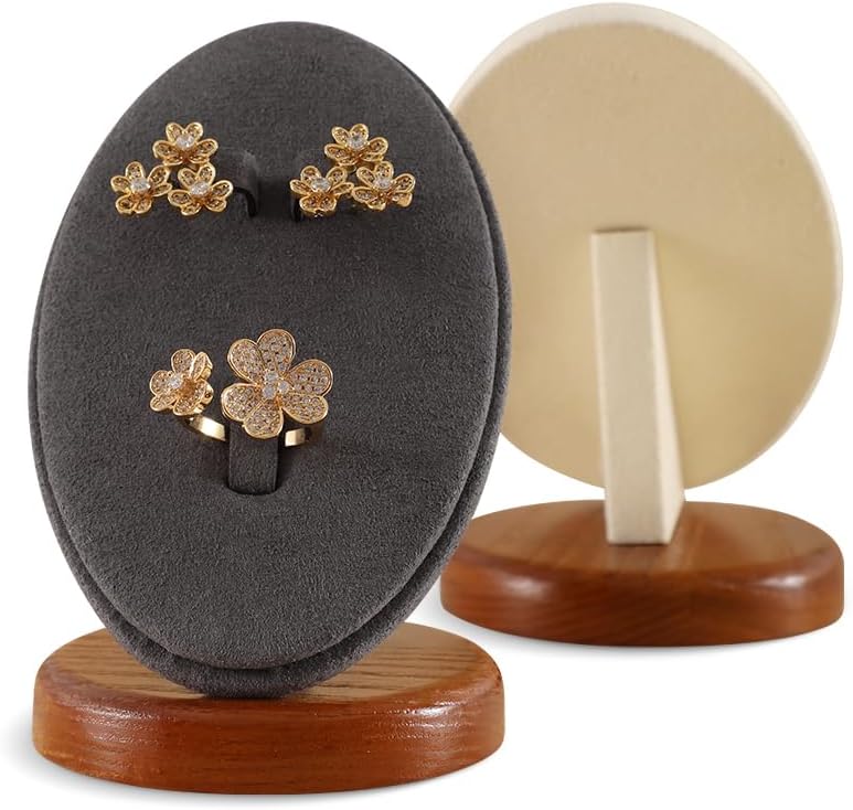 Ring Holder, Jewelry Display for Vendors,Wooden Earring Display,Premium Jewelry Holder,Luxury Earring Stand,Beige Small Jewelry Stand