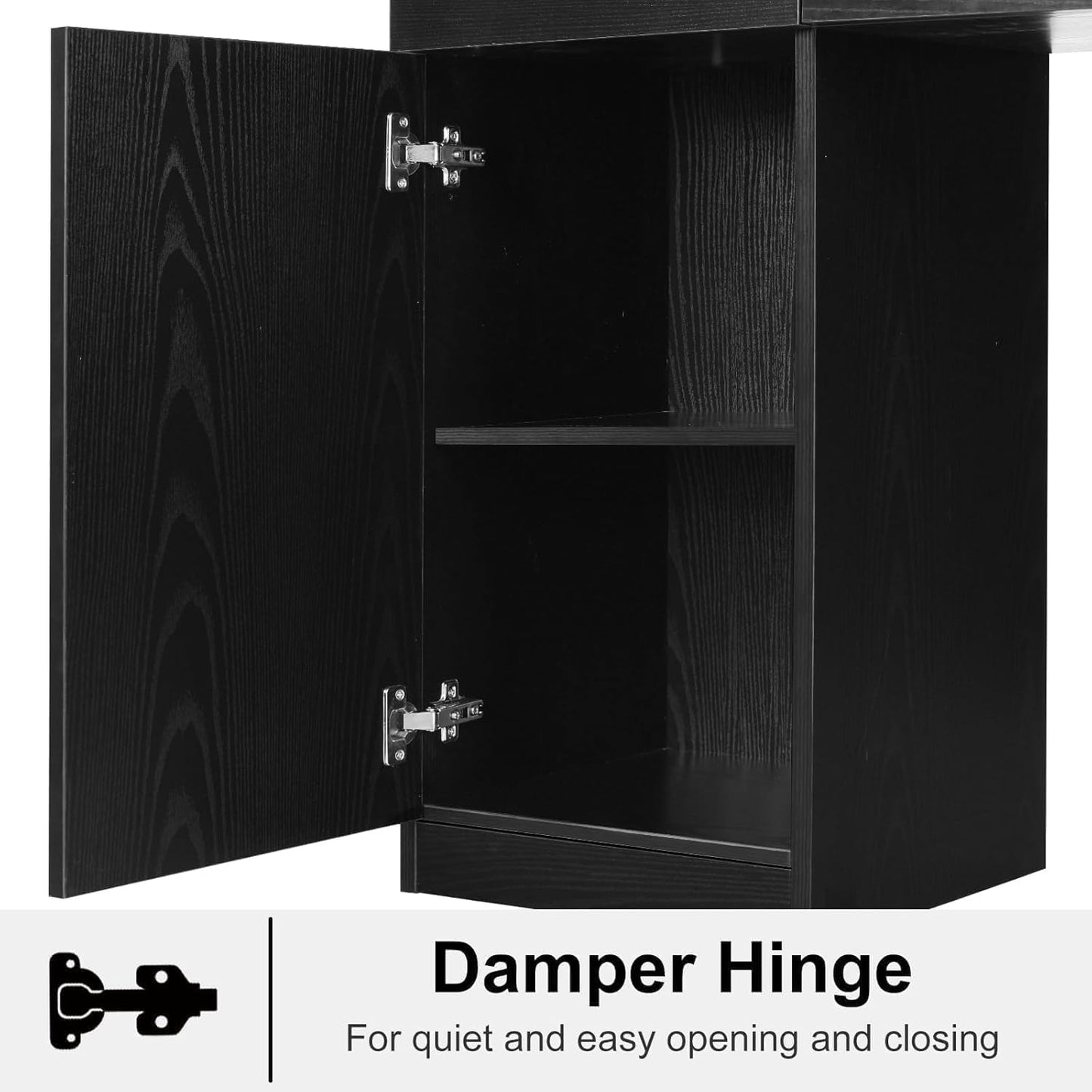 4ever2buy Barber Station for Hair Stylist, Salon Wall Station with Barber Cabinet, Hair Stations Equipment Hair Dryer Holder, Drawers, Wall Mount Barber Beauty Station, Mirror not Included, Black
