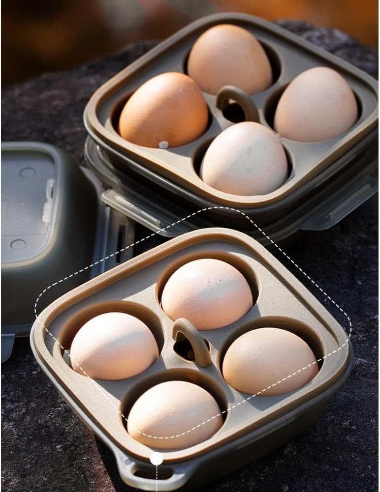 4 Girds Egg Holder Container - Portable Camping Carrier Egg Holder, PP Silicone Crush-Resistant Protection, for Camping Picnic Travel Outdoor Refrigerator Kitchen