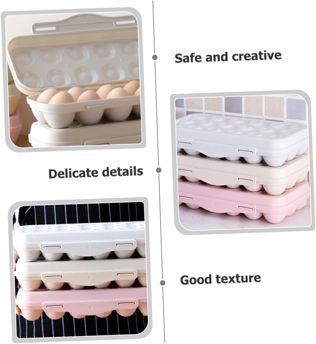 2pcs Refrigerator Egg Storage Bin Large Capacity Egg Holder for Fridge Thick Plastic Organizer with Stackable Design Convenient Kitchen and Dining Container