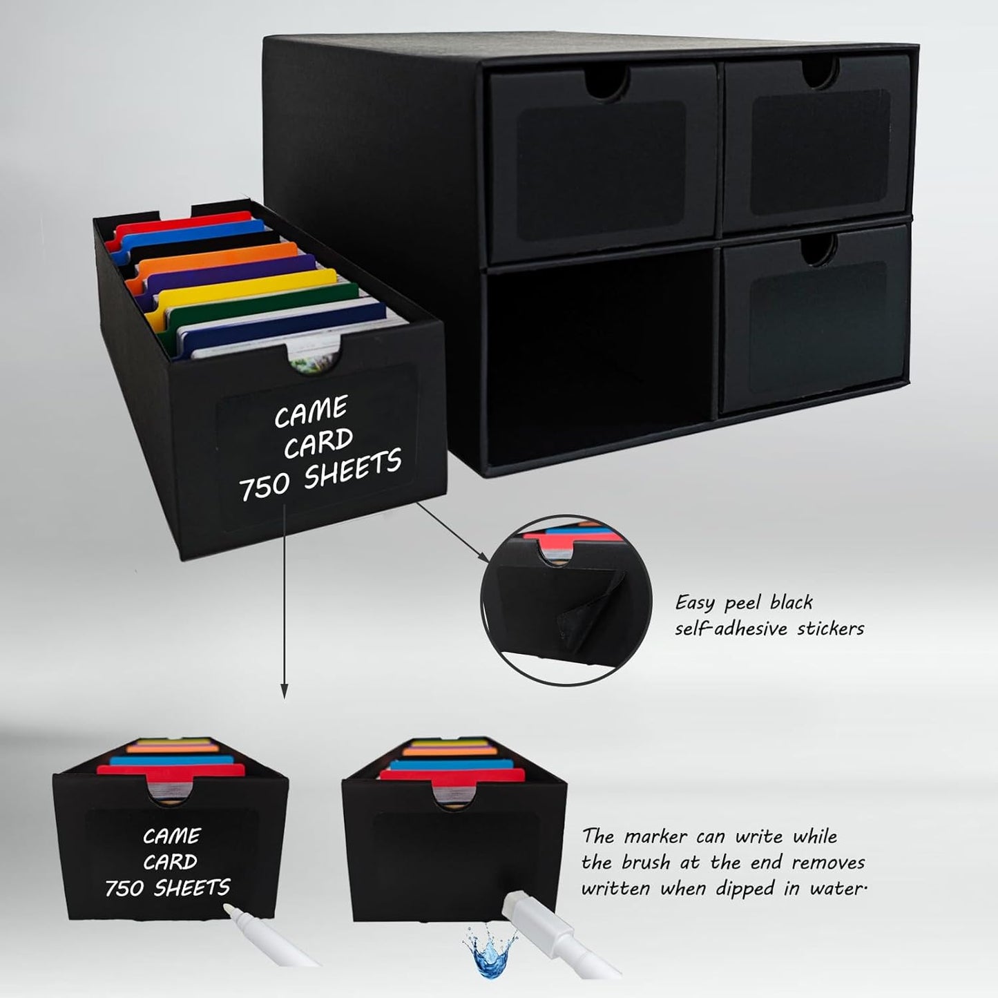 6 Sets Trading Card Storage Boxes, Includes 24-750 CT Boxes & 96 Dividers, 18000+ Trading Cards Organizer for Collectible Card Games, Sports Cards, TCG, with Labels & Pen