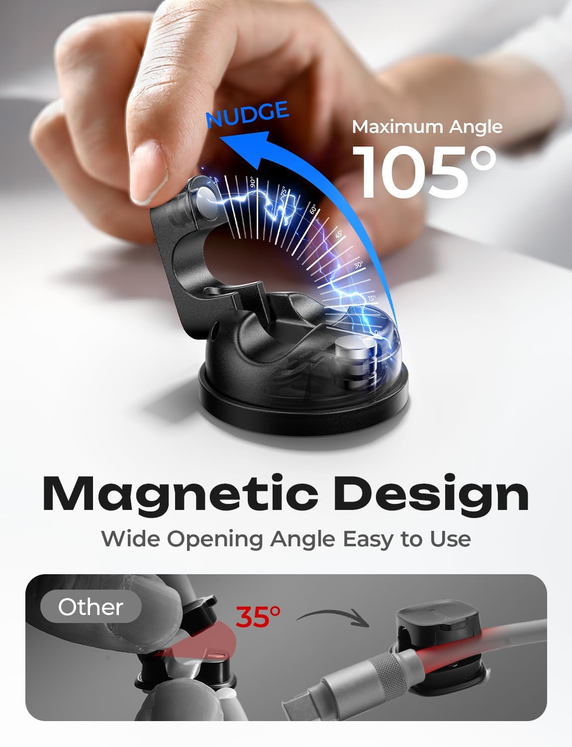 6-Pack Rotatable Cord Holder for Nightstand, LISEN 360°Rotating Magnetic Clips, No-Residue Strong Adhesive Cord Organizer for Desk, Cable Hider for Home, Office, Car, Cubicle Accessories