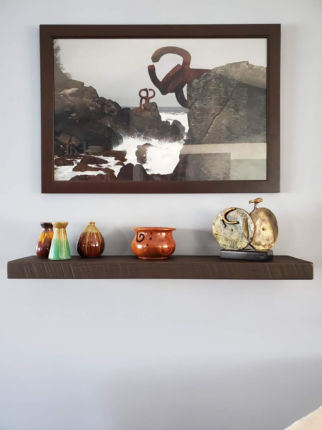 joelsantiques - 42 Inch Wooden Floating Shelves for Wall - 42x8x2 in - Made of Natural Wood - Heavy Duty Rustic Wall Shelves for Bedroom - Perfect for Living Room, Kitchen - Mocha