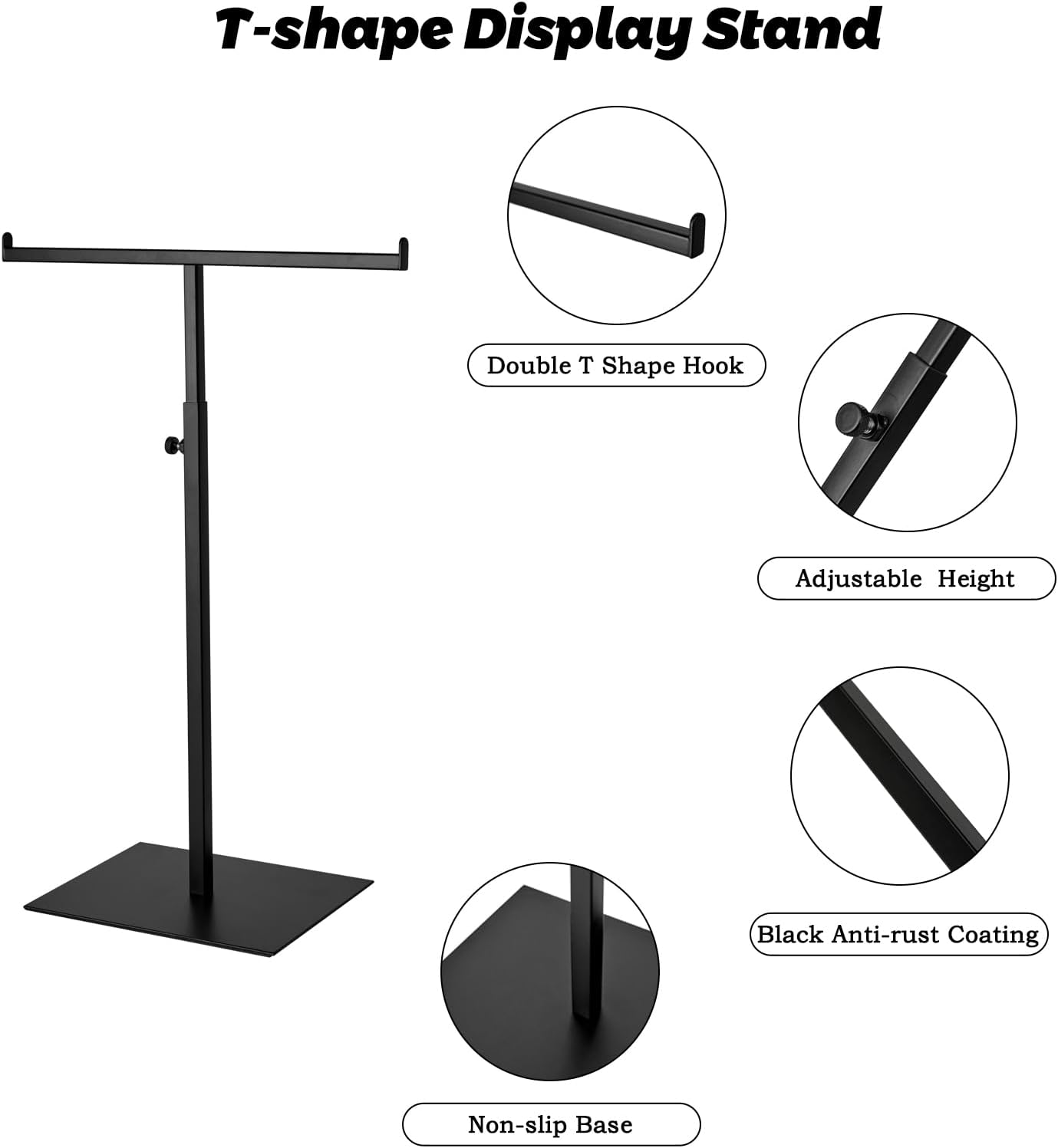 Purse Display Stand Jewelry Tower Stainless Steel Handbag Stand Jewelry Stands Tabletop for Necklaces Organizer Stand Adjustable Height Home Store Boutique, Black