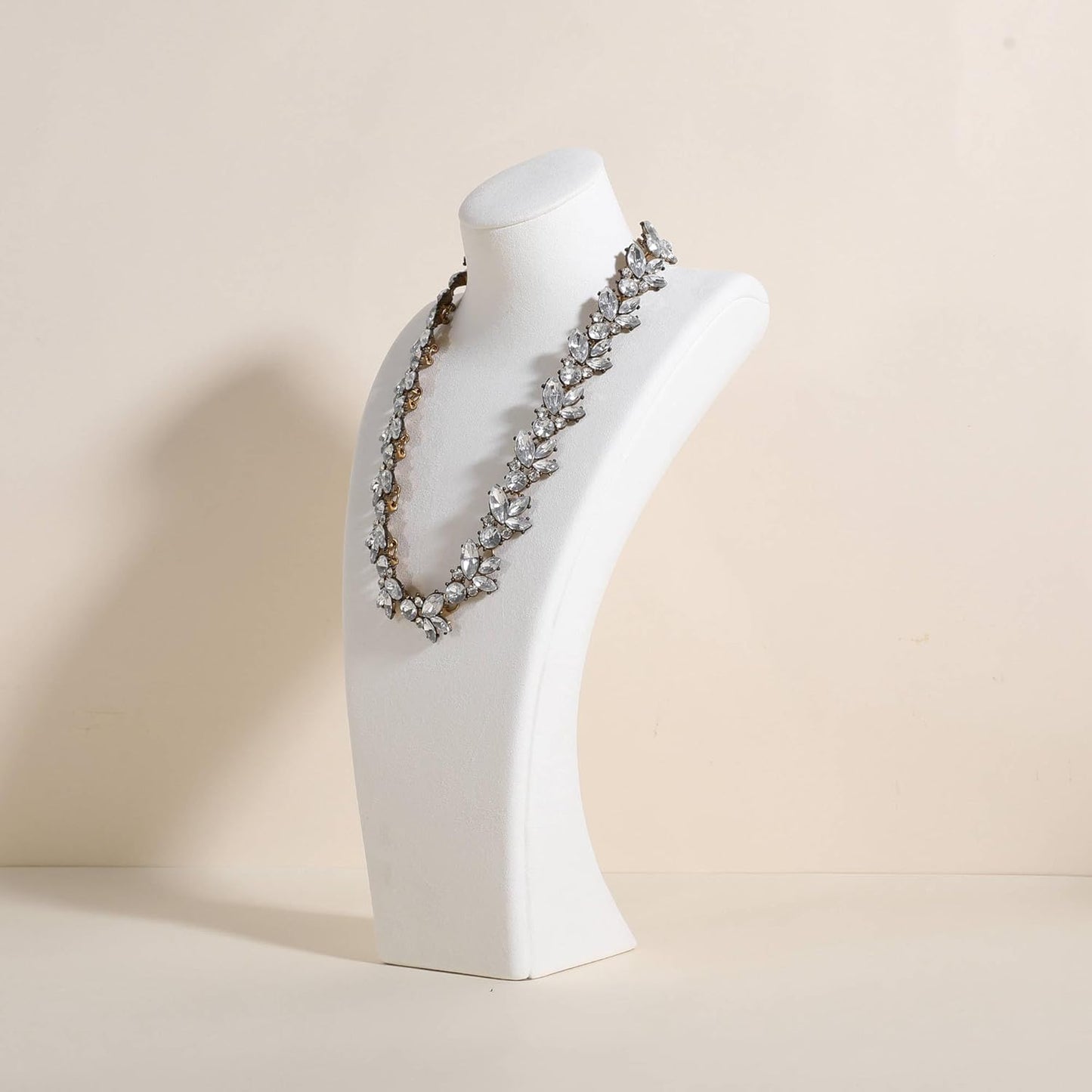 GemeShou White necklace storage organizer for sale, Velvet necklace holder stand, jewelry bust display stands, Jewelry Mannequin for Countertop, Showcase【White-Large height 12.4 inch】