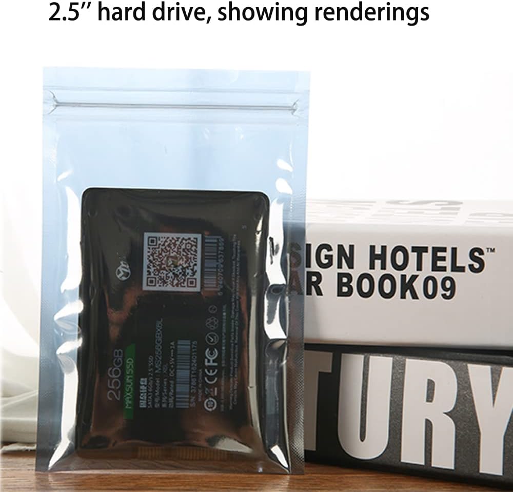 100pcs Antistatic Bags 3.93x5.9in/10x15cm, Resealable ESD Bag, Suitable for CPU SSD Hard Disk and Various Electronic Devices