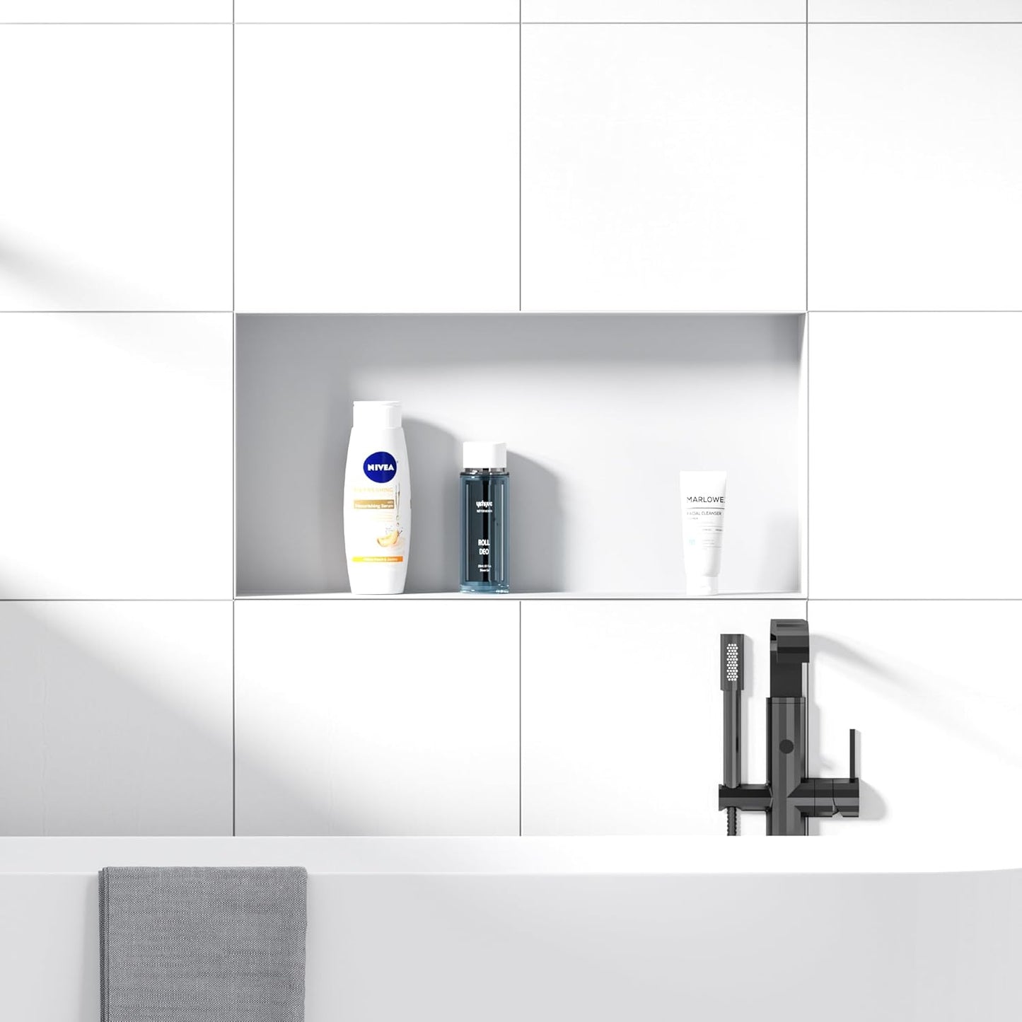 Stainless Steel Shower Niche 24" X 12", No Tile Needed Wall Niche Shower, Recessed Shower Shelf for Bathroom Storage, Matte White