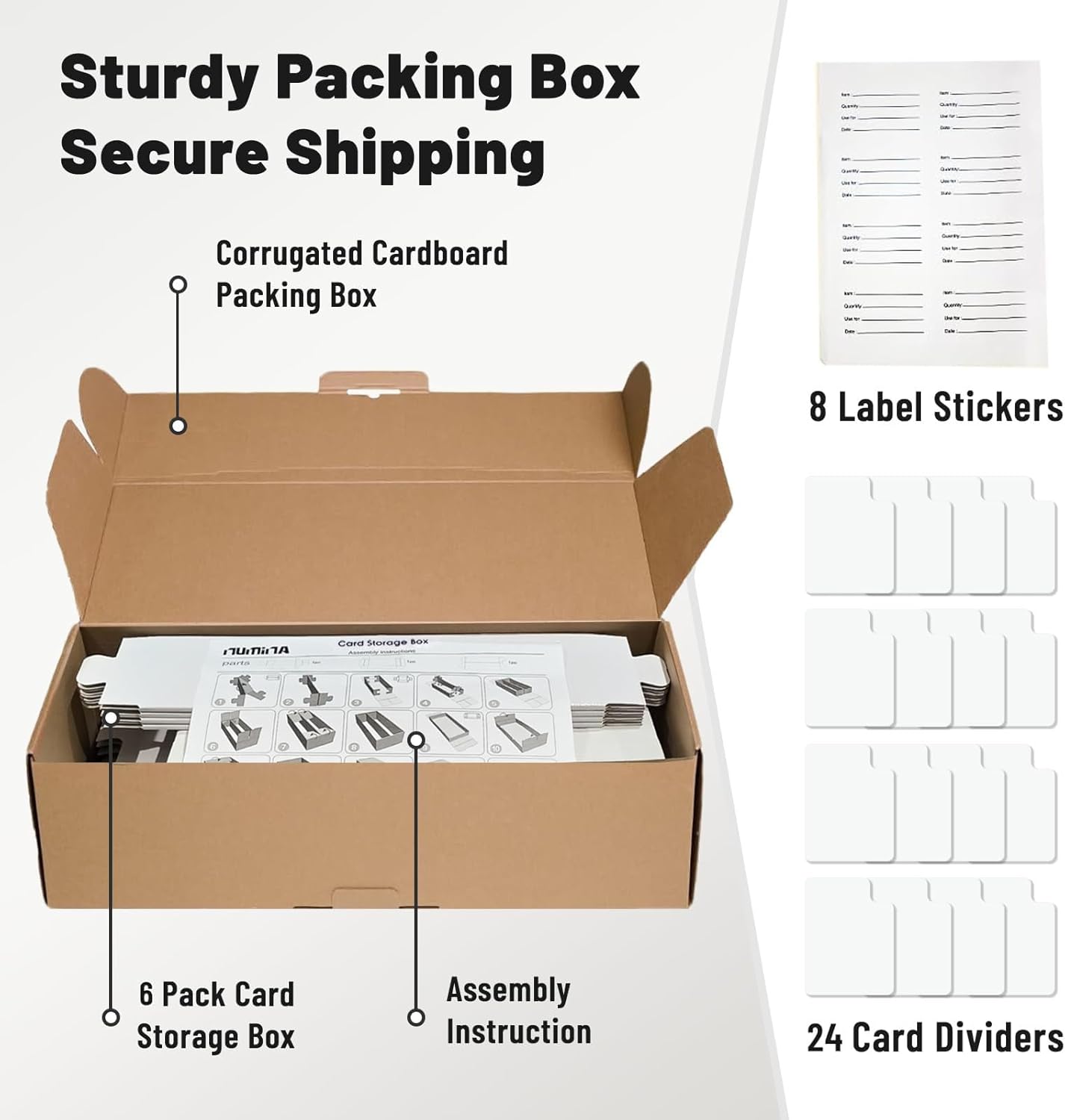 NUMINA 1800 Card High Capacity Storage Box for Trading Card Collection, Sports Card Organizer Set, Heavy Duty 2 Row Cardboard Box with Dividers for TCG/Magic/MTG (6 Pack)