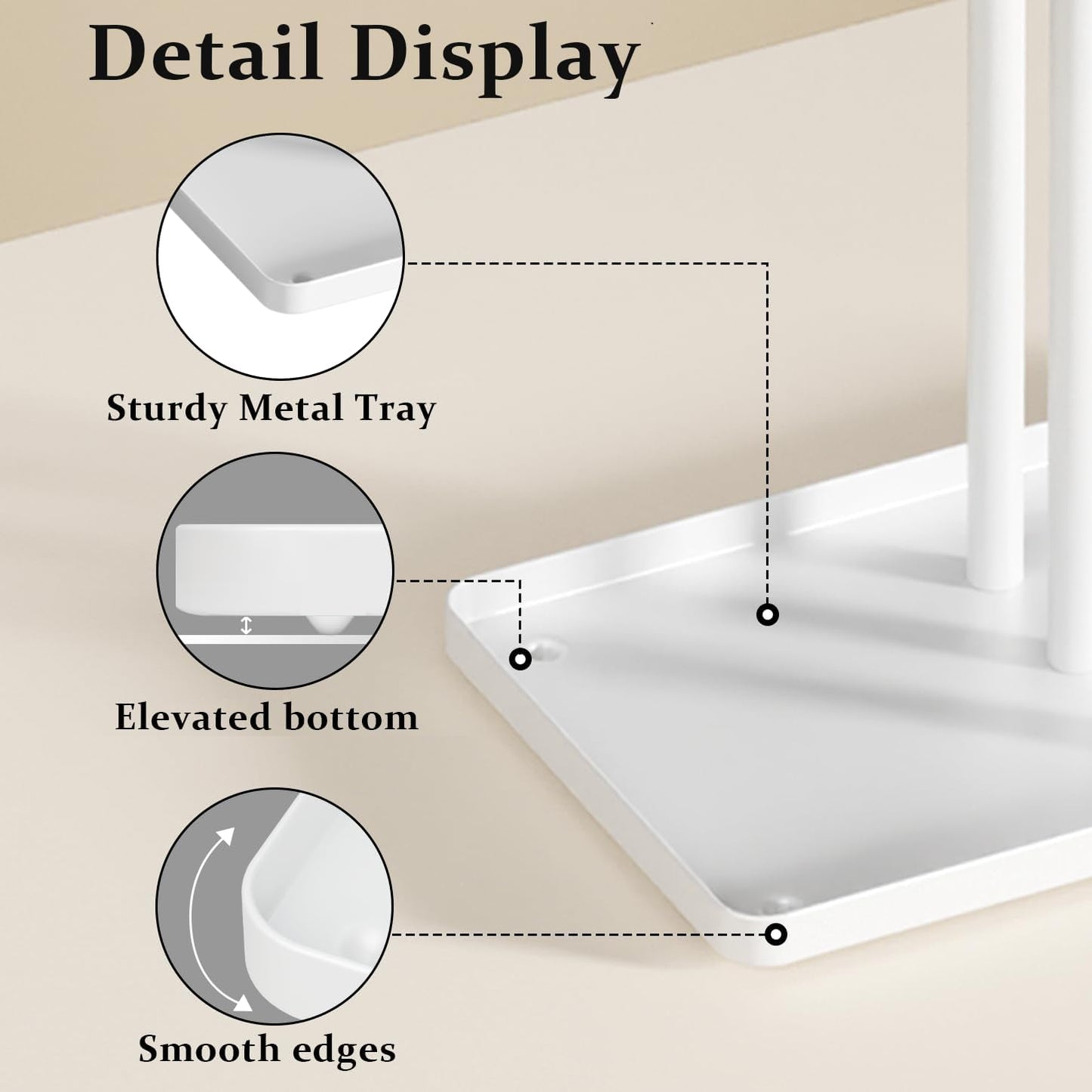 Jewelry Stand Organizer for Necklace Earring - 14.5" Sturdy Metal, 3-TierJewelry Holder for Bracelet, Ring Display and Storage, White
