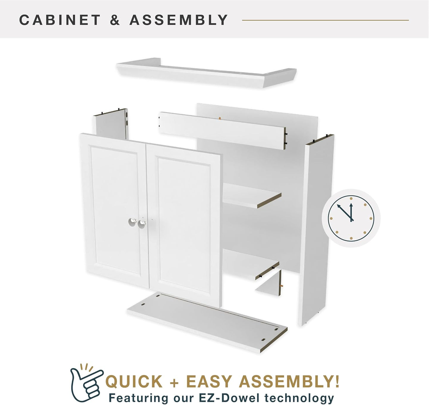 MCS 23x26 White Medicine Cabinet Organizer, Wall Mounted Bathroom Cabinet for Over-The-Toilet Storage, Bathroom Furniture & Restroom Organizer