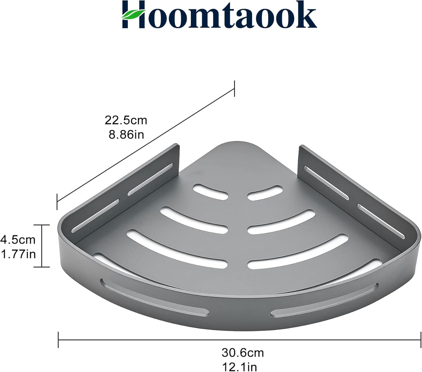 Hoomtaook 2-Tier Corner Shower Shelf No Drilling Bathroom Shelves Shower Caddies Adhesive Bath Corner Shelf Wall Mounted Bathroom Shower Caddy Organizer - Dark Grey