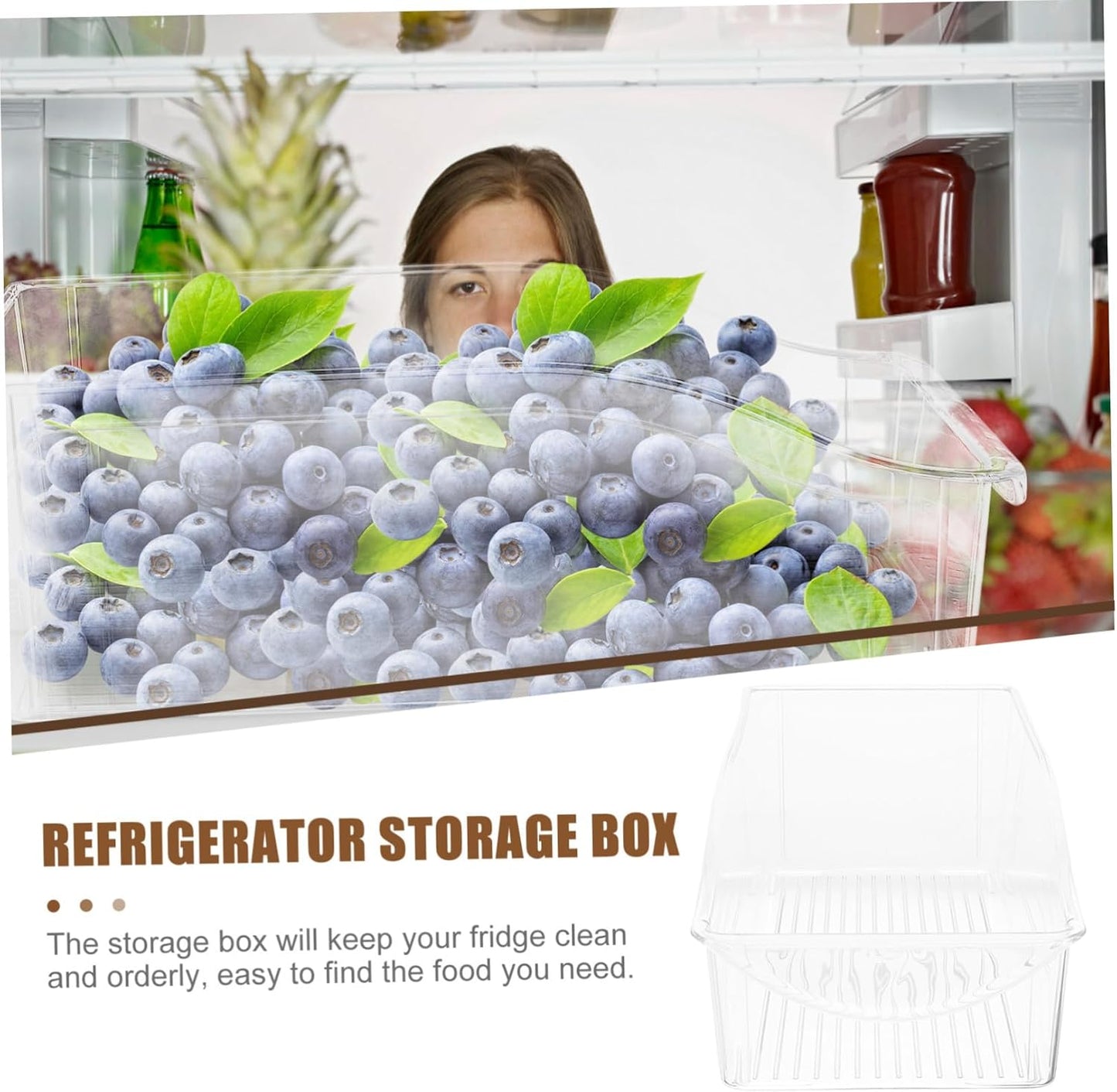 Clear Refrigerator Drawer Organizer Storage Container for Fridge Food-grade Storage Box for Kitchen Transparent Fridge Organizer Bin for Vegetables and Meat Preservation